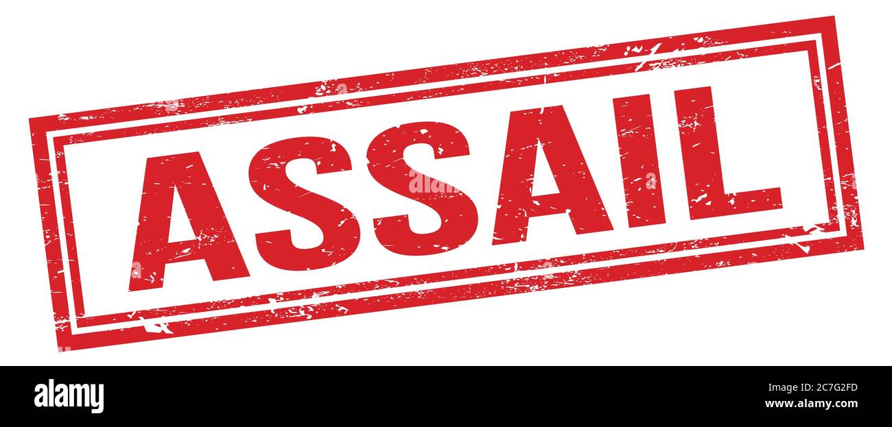 ASSAIL red grungy rectangle stamp sign Stock Photo - Alamy