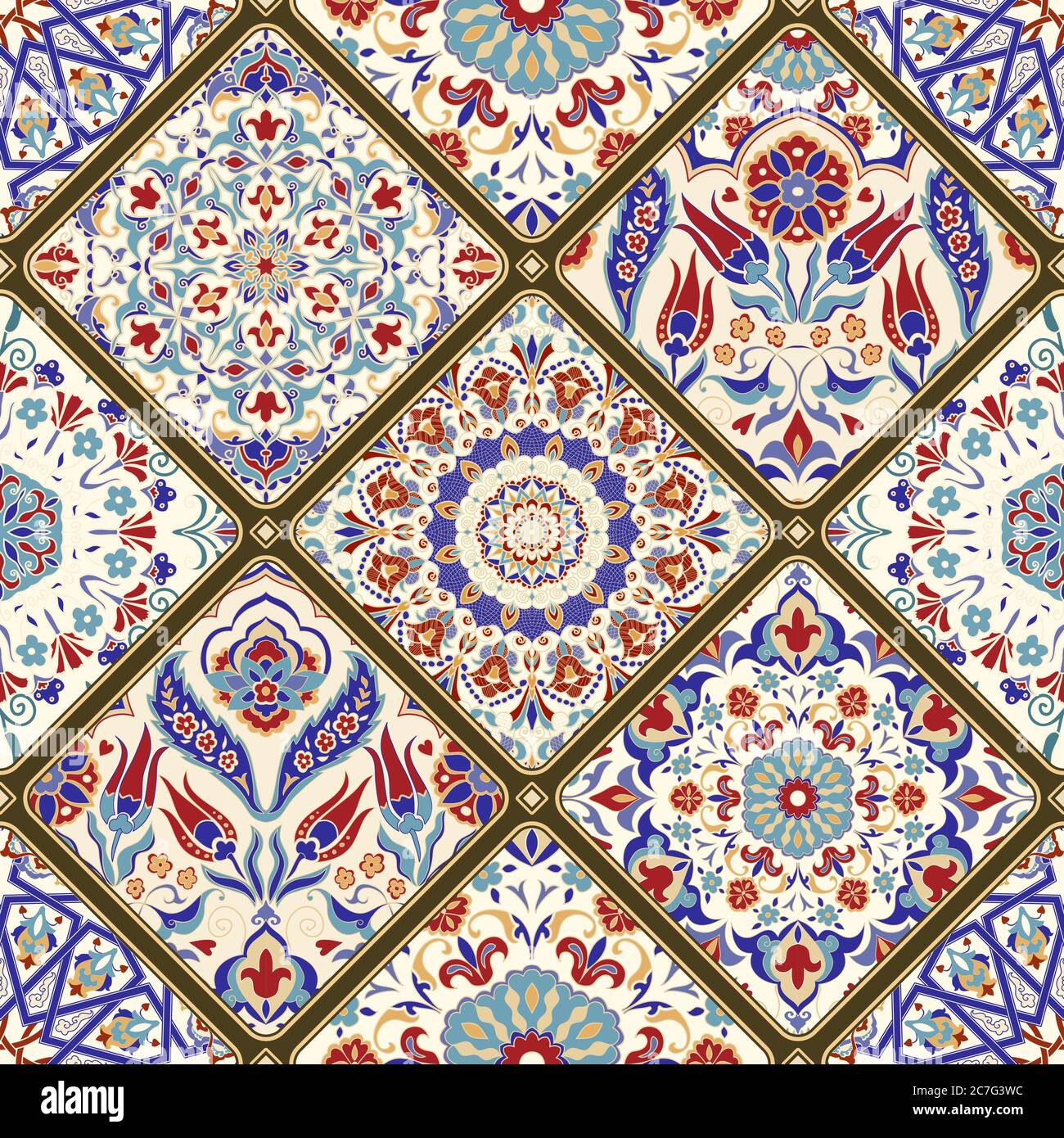 Seamless colorful patchwork. Vintage multicolor pattern in turkish ...