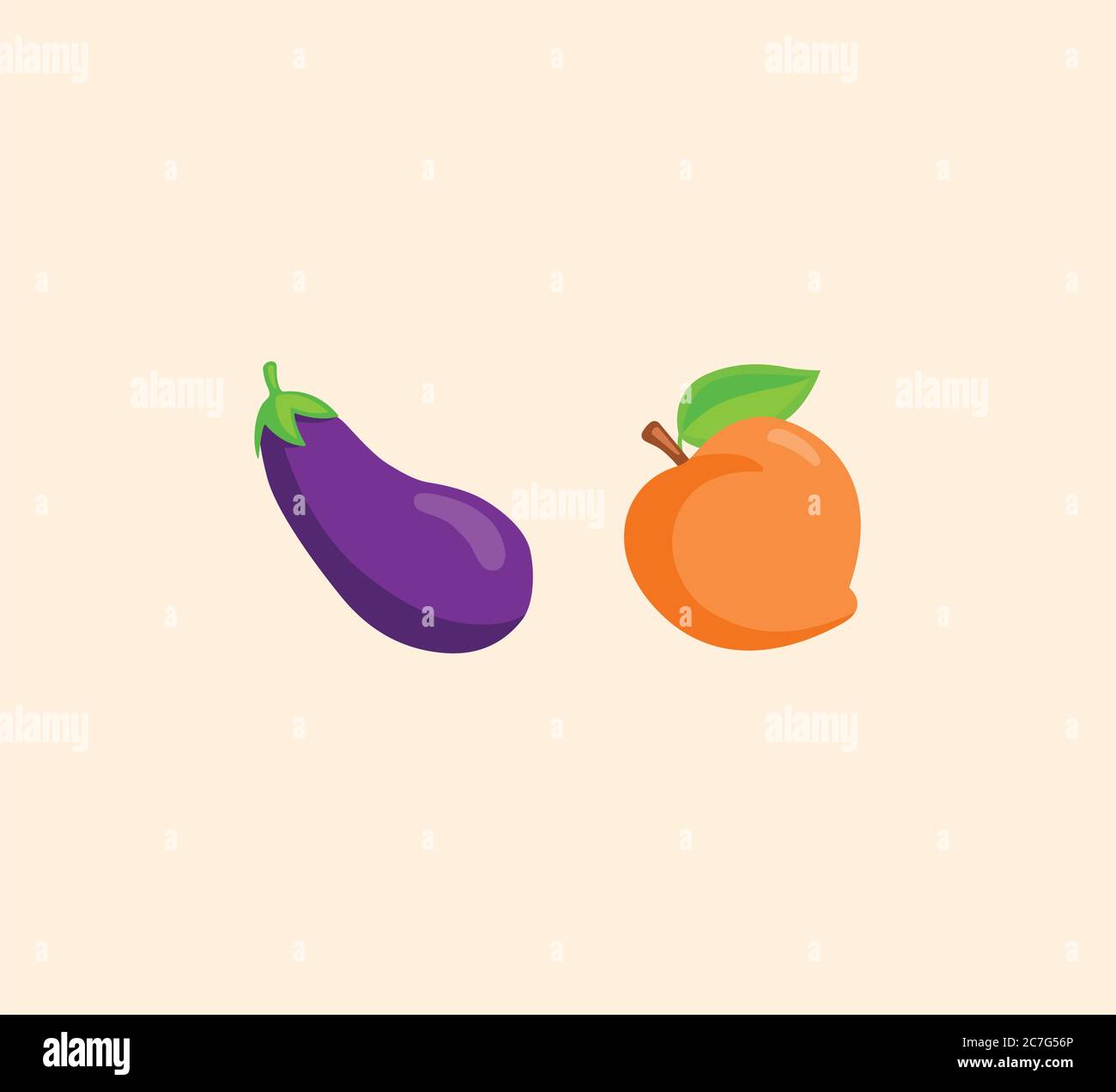 Eggplant and peach emoji Stock Vector