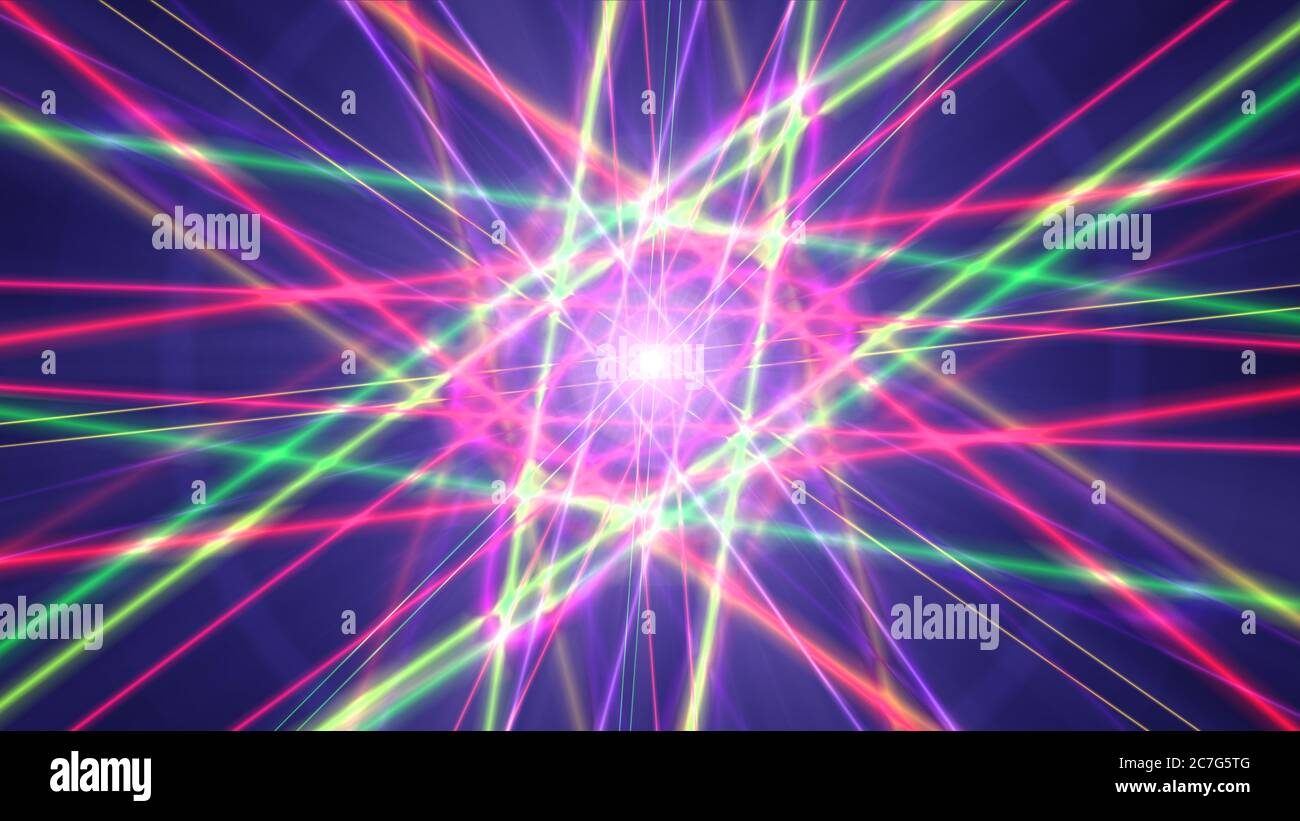 Glowing atom structure with light laser ring Stock Photo