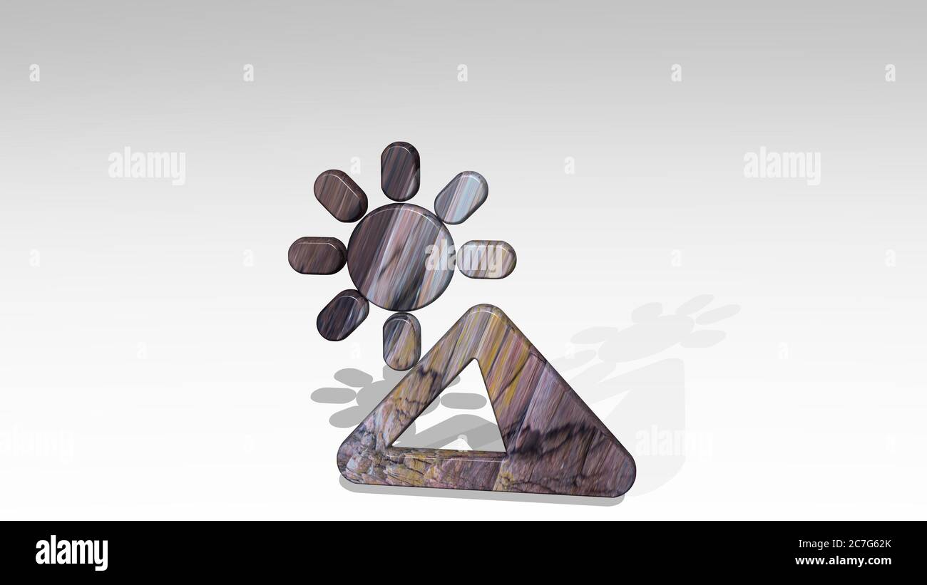 LANDMARK PYRAMID casting shadow with two lights. 3D illustration of ...