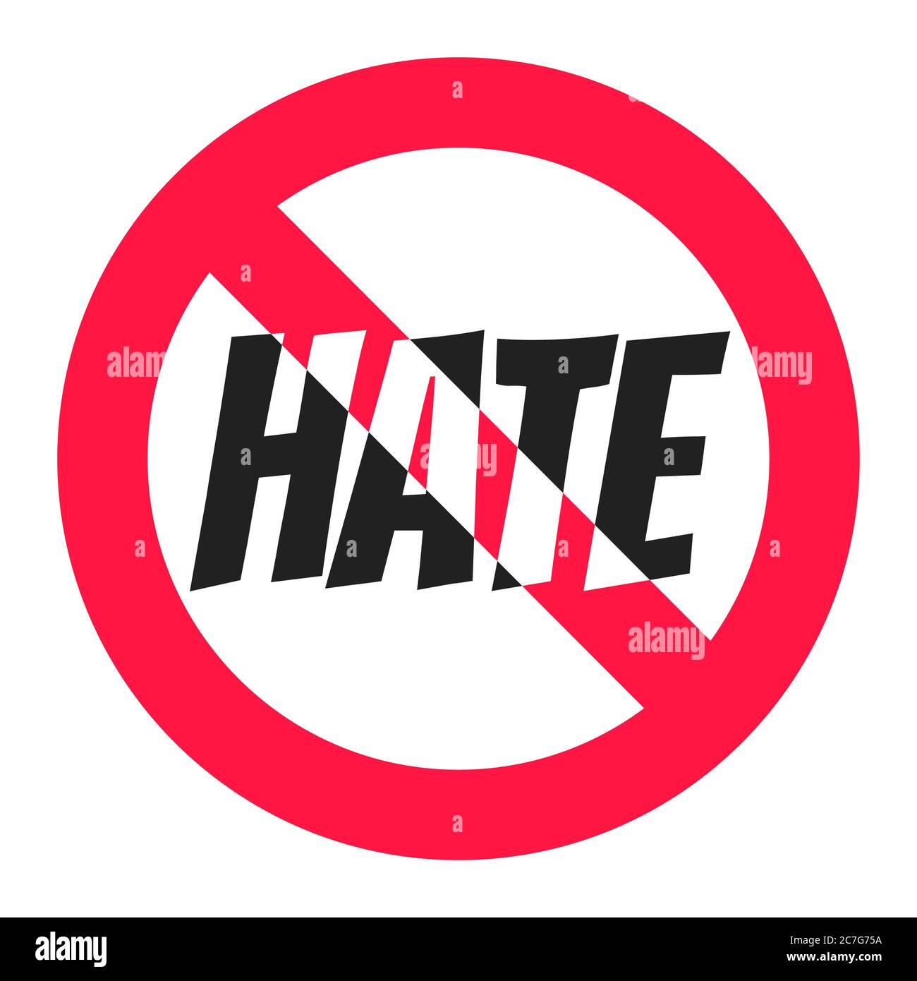 Stop hate round circle icon sign flat style design vector illustration ...