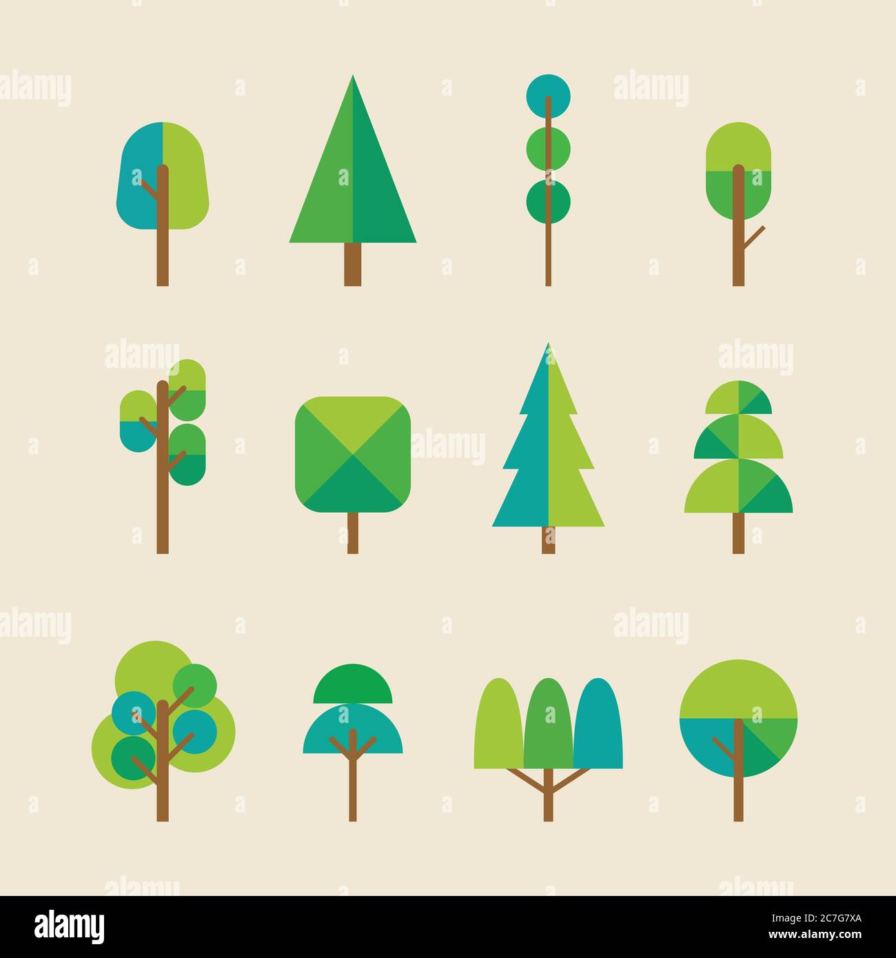 Trees collection in flat style. Vector illustration Stock Vector Image ...