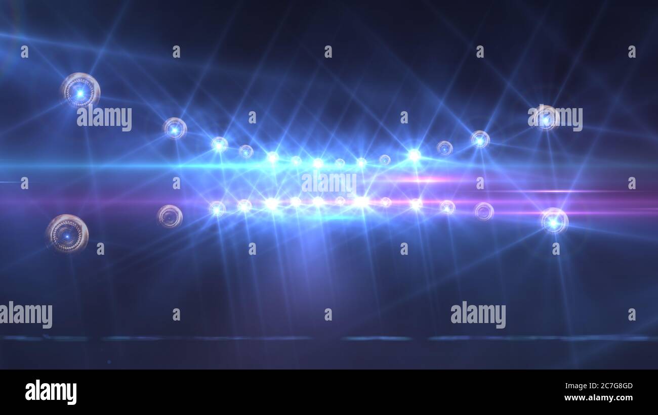 Bright stadium arena lighting spotlight 3d illustration render Stock