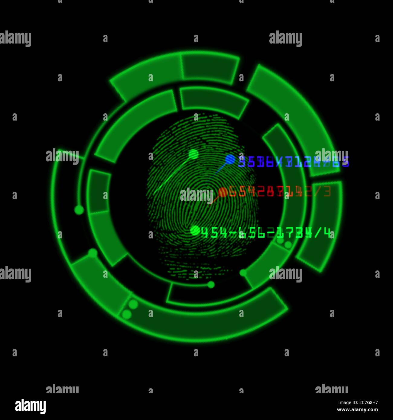 Digital fingerprint scanning identification system, illustration