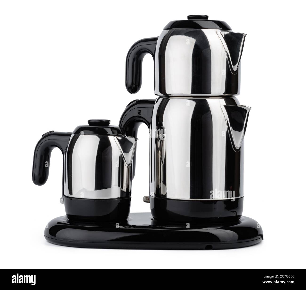 Metal double tea kettle isolated on white Stock Photo Alamy