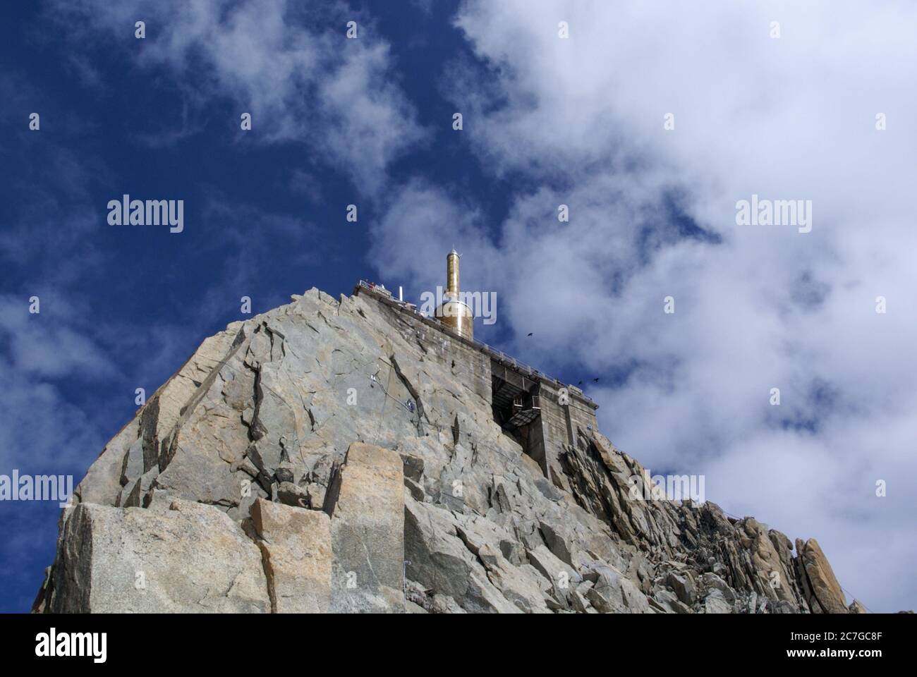 Top platform of Aiguille du Midi near the Mont Blanc Massif in France ...