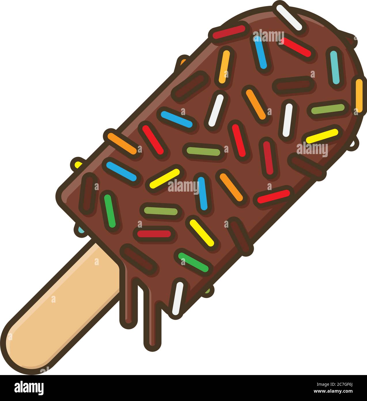 Ice cream popsicle with sprinkles isolated vector illustration for