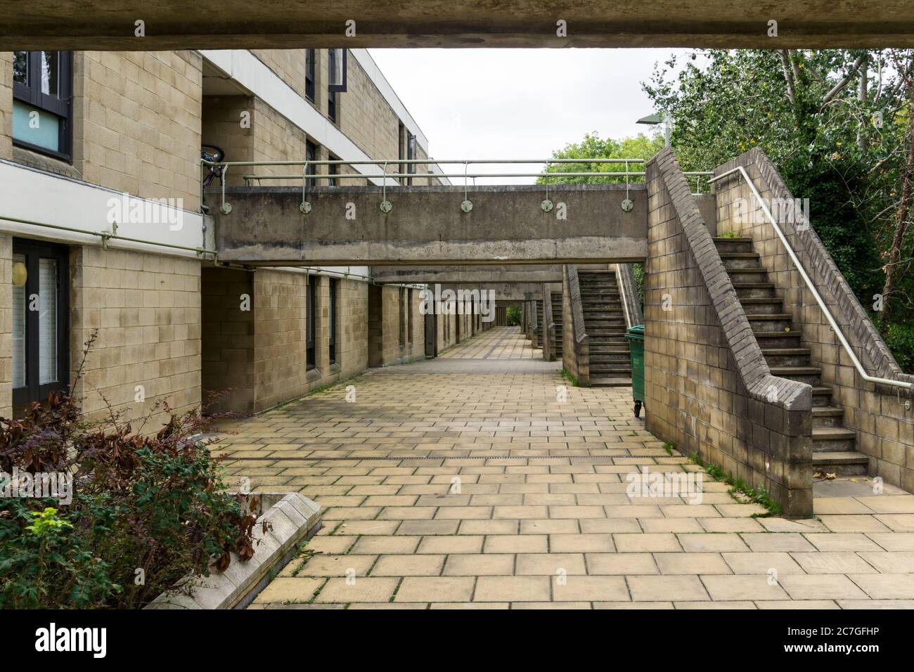 Stairway access to rear of flats on Whittington Estate, Camden, North London, designed by Peter Tabori under Camden Borough Architect, Sydney Cook. Stock Photo