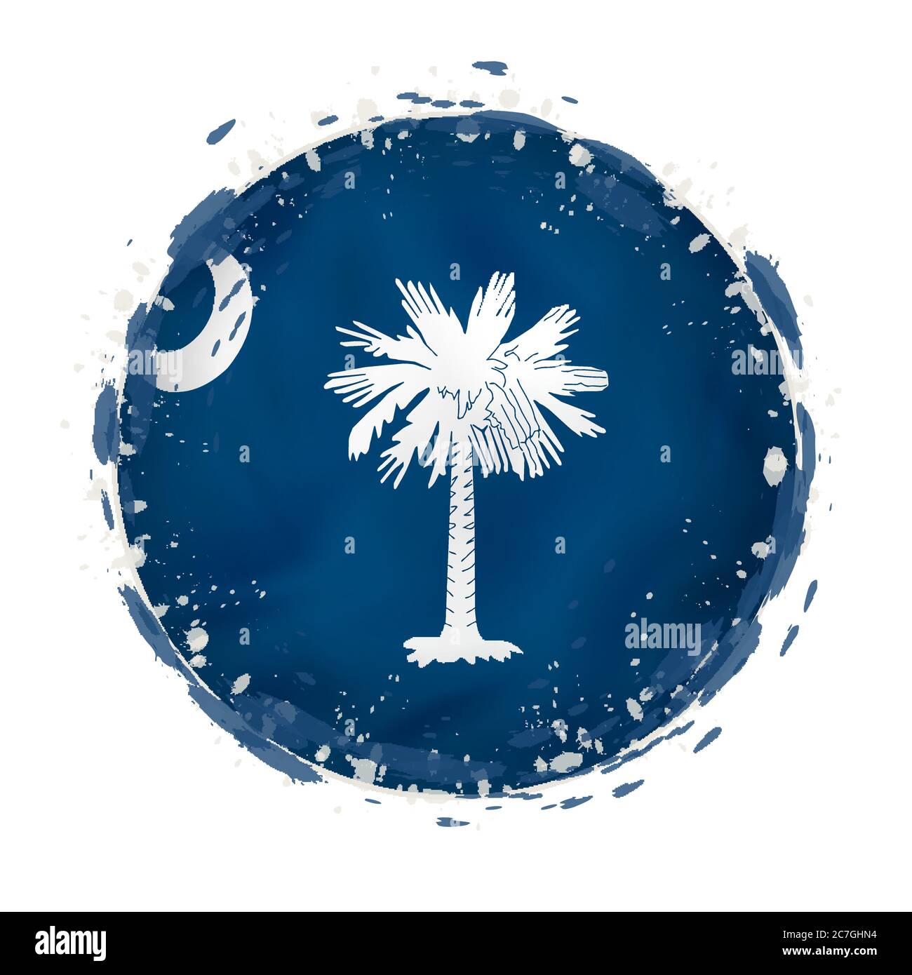 Round grunge flag of South Carolina US state with splashes in flag ...