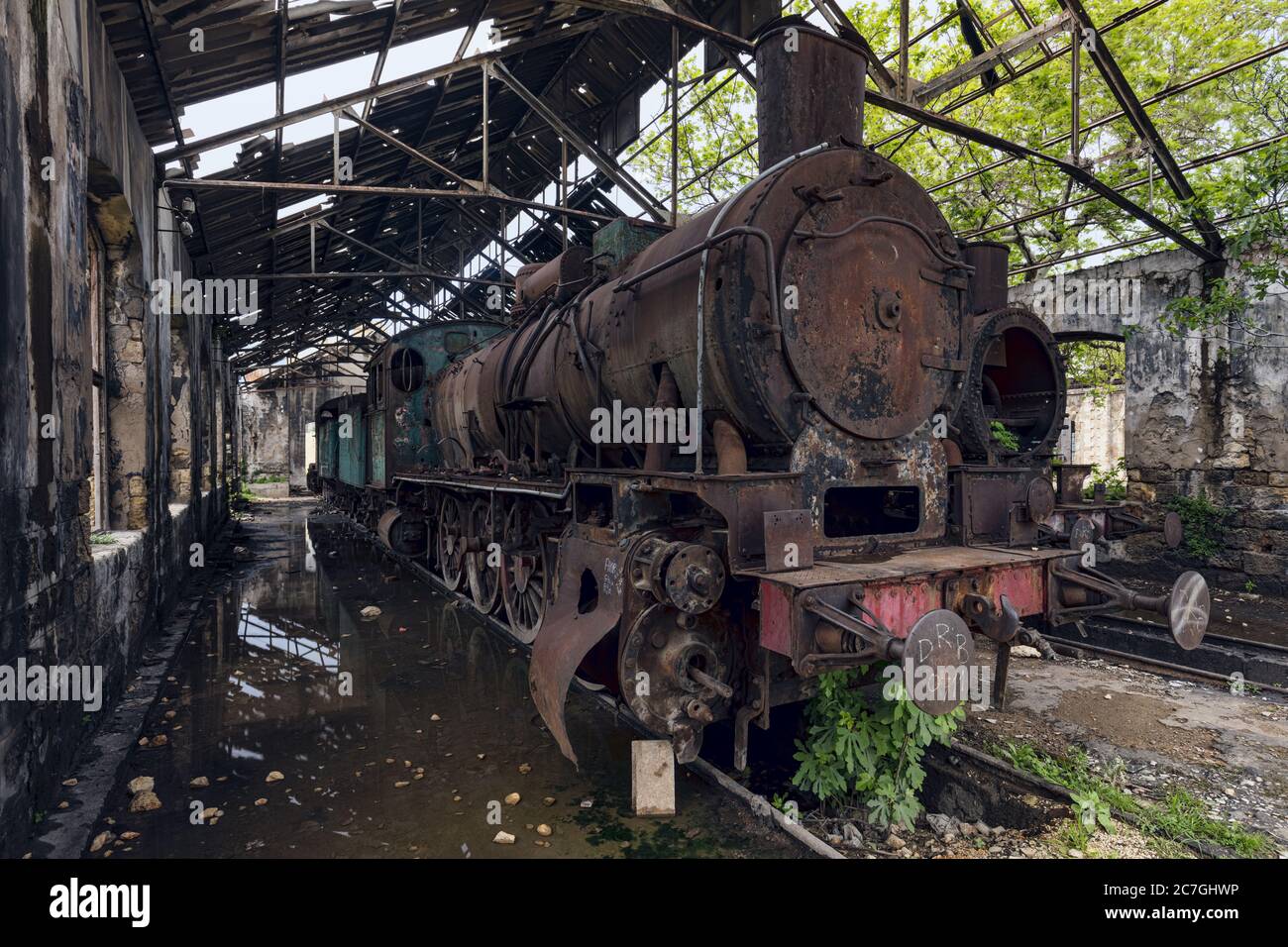 Old in an old beautiful train yard captured in Lebanon
