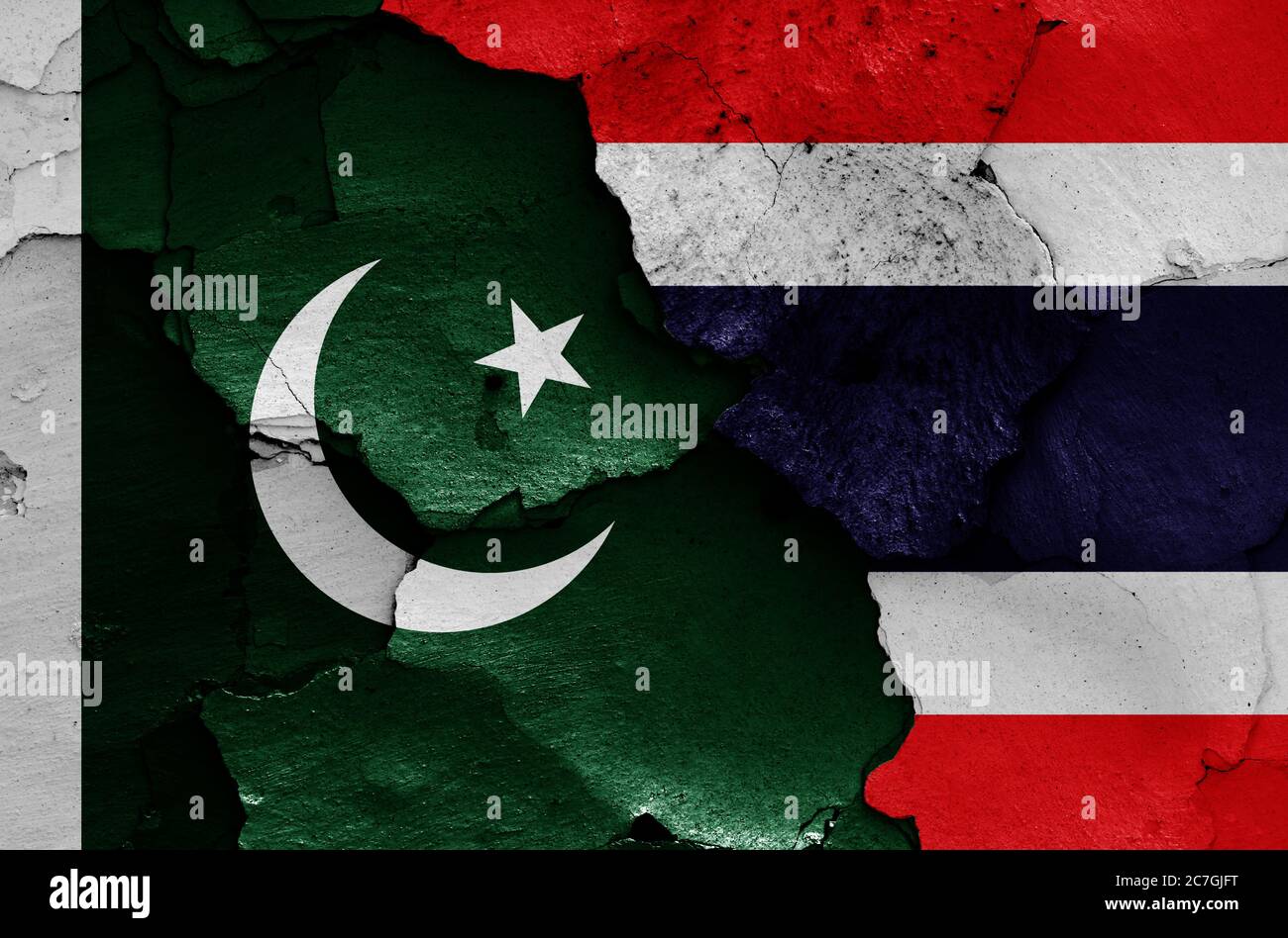 flags of Pakistan and Thailand painted on cracked wall Stock Photo - Alamy