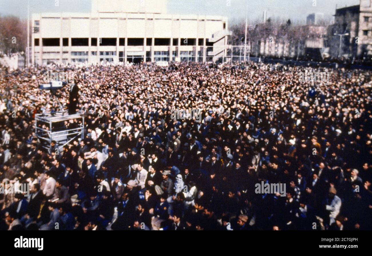 Iran Crowds of People Protesting  1978-1979 Iranian Revolution Stock Photo