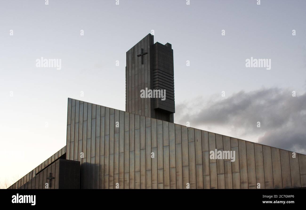 Buildings made out of metal with a cross on top Stock Photo - Alamy