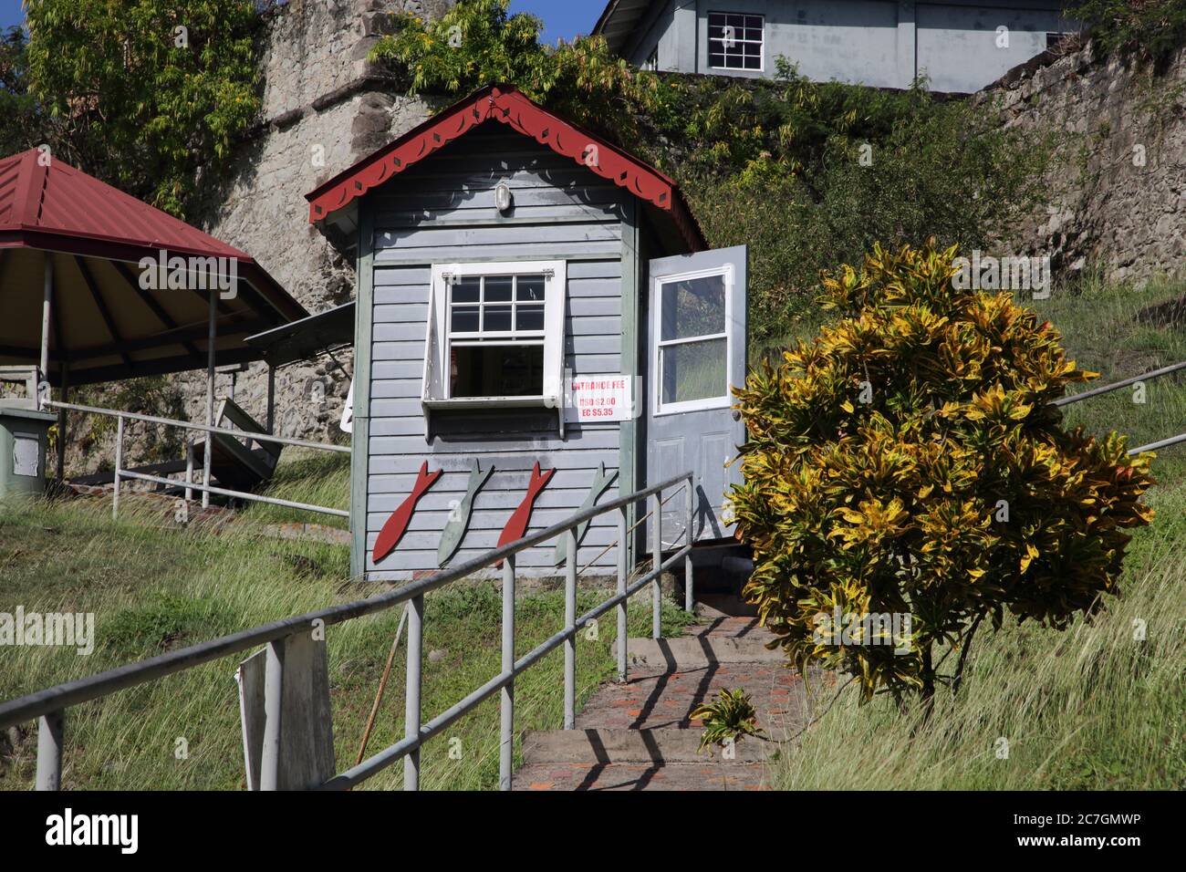 Fort George Grenada Entrance and ticket booth Stock Photo