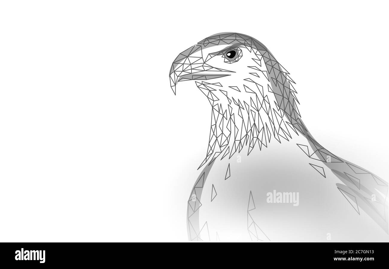 Eagle sitting bird profile. American national symbol. Low poly blue polygonal economic politics concept vector illustration Stock Vector