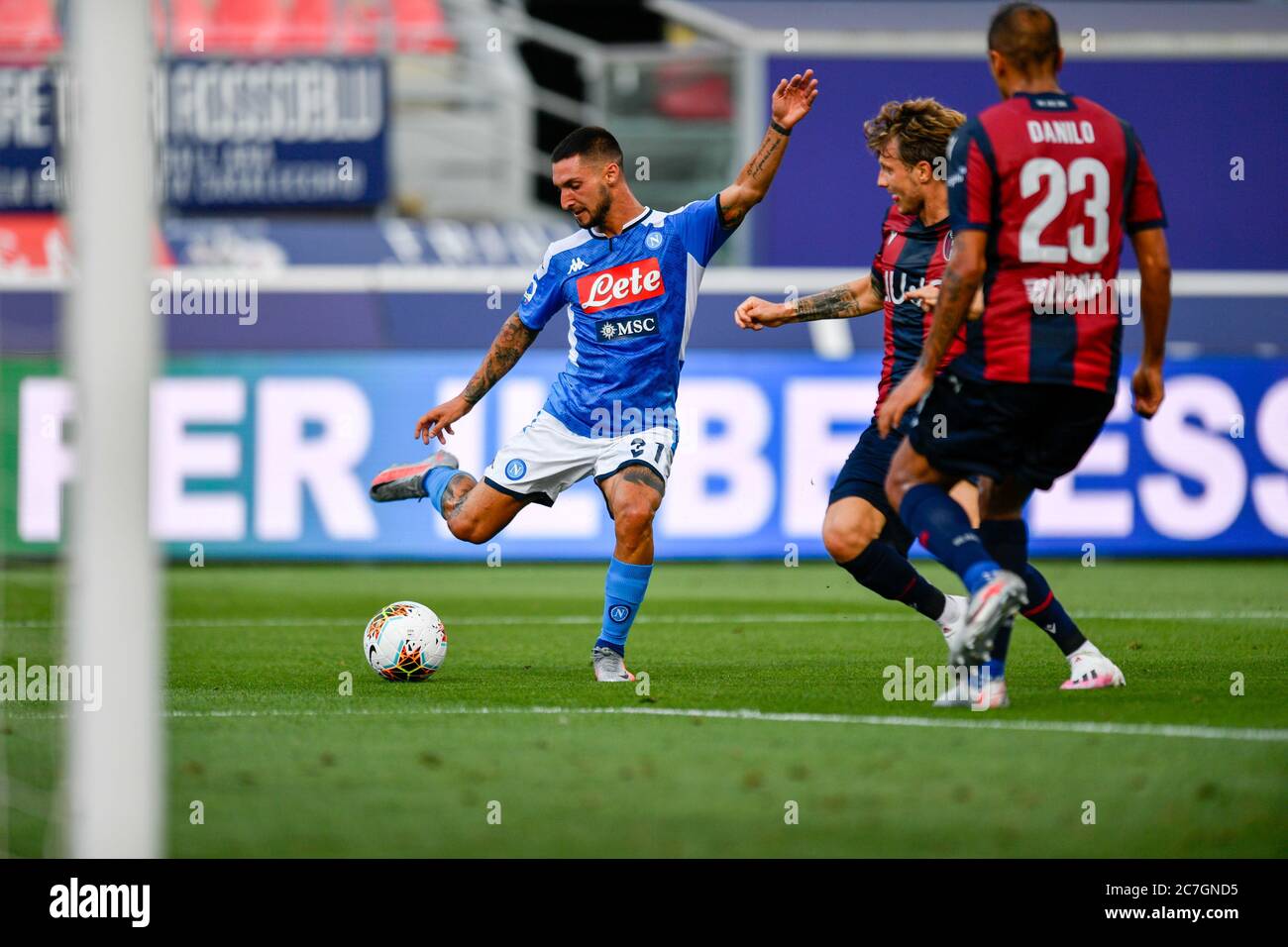shot of Faouzi Ghoulam (SSC Napoli) during Bologna vs Napoli, italian Serie A soccer match, Bologna, Italy, 15 Jul 2020 Stock Photo