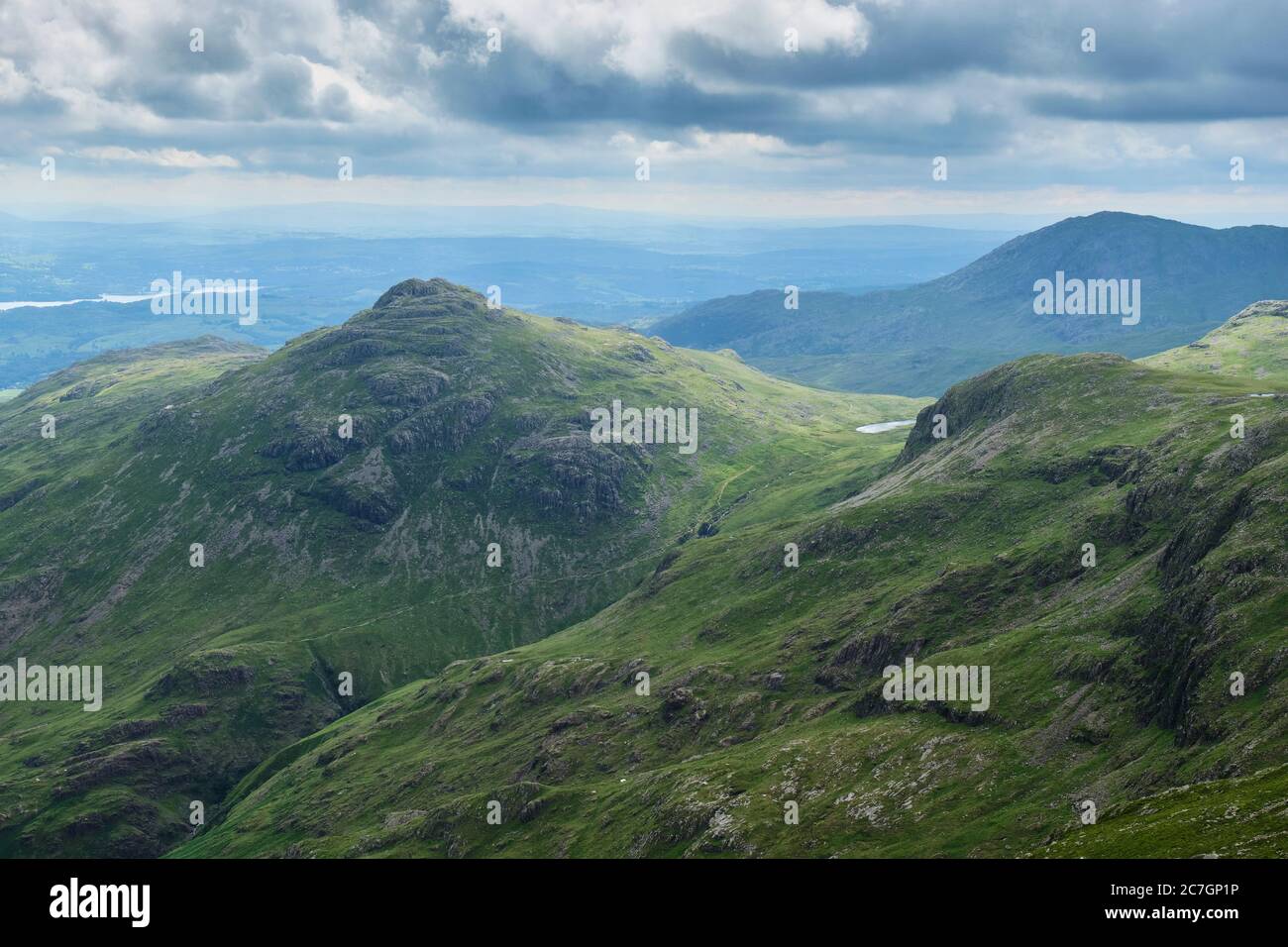 Pike O'Blisco seen from Crinkle Crags, near Langdale, Lake District, Cumbria Stock Photo