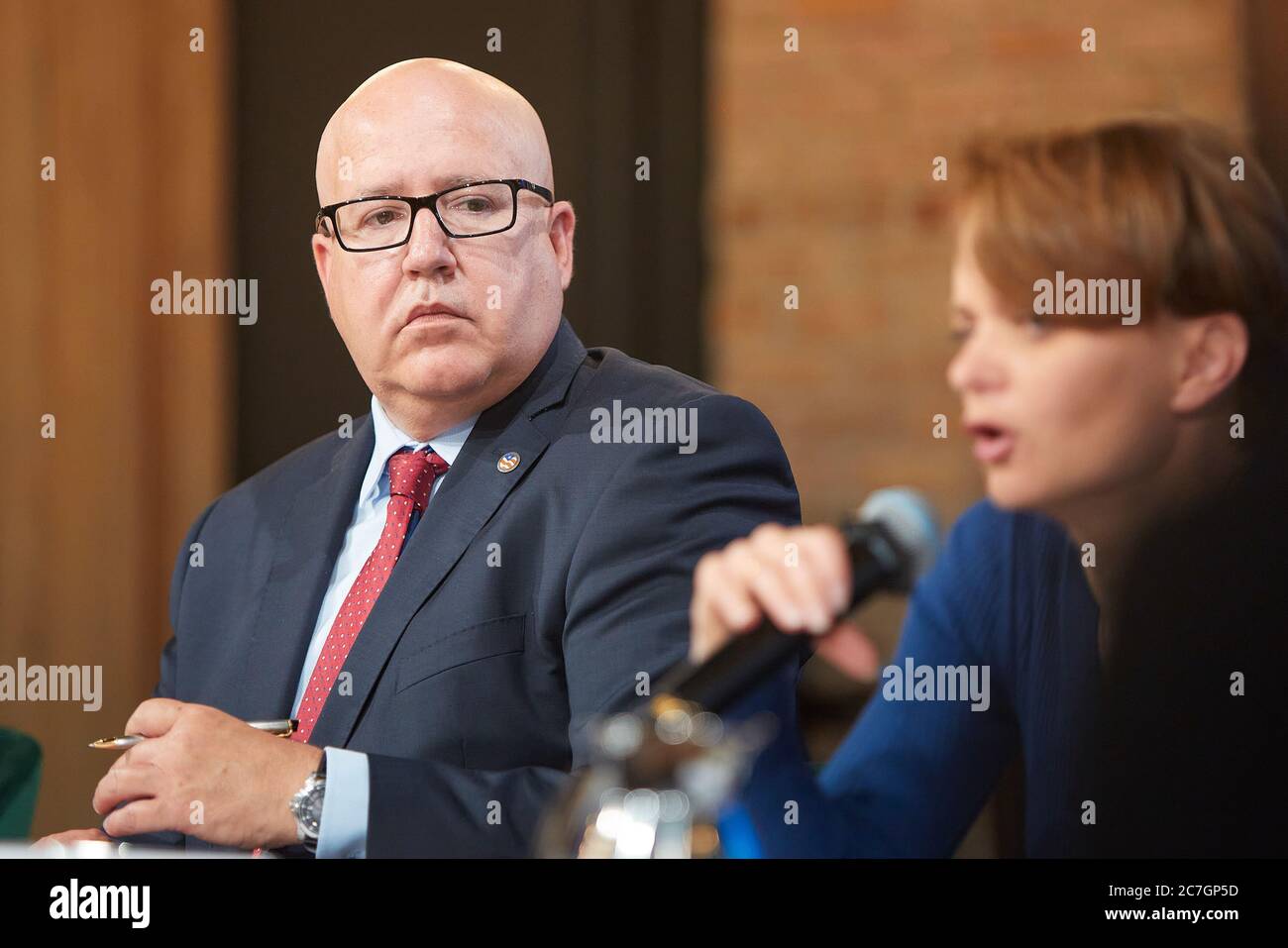 Warsaw, Mazovian, Poland. 17th July, 2020. Press Meeting Summarizing American Investments in Poland in Recent Years.in the picture: TONY HOUSH, JADWIGA EMILEWICZ Credit: Hubert Mathis/ZUMA Wire/Alamy Live News Stock Photo