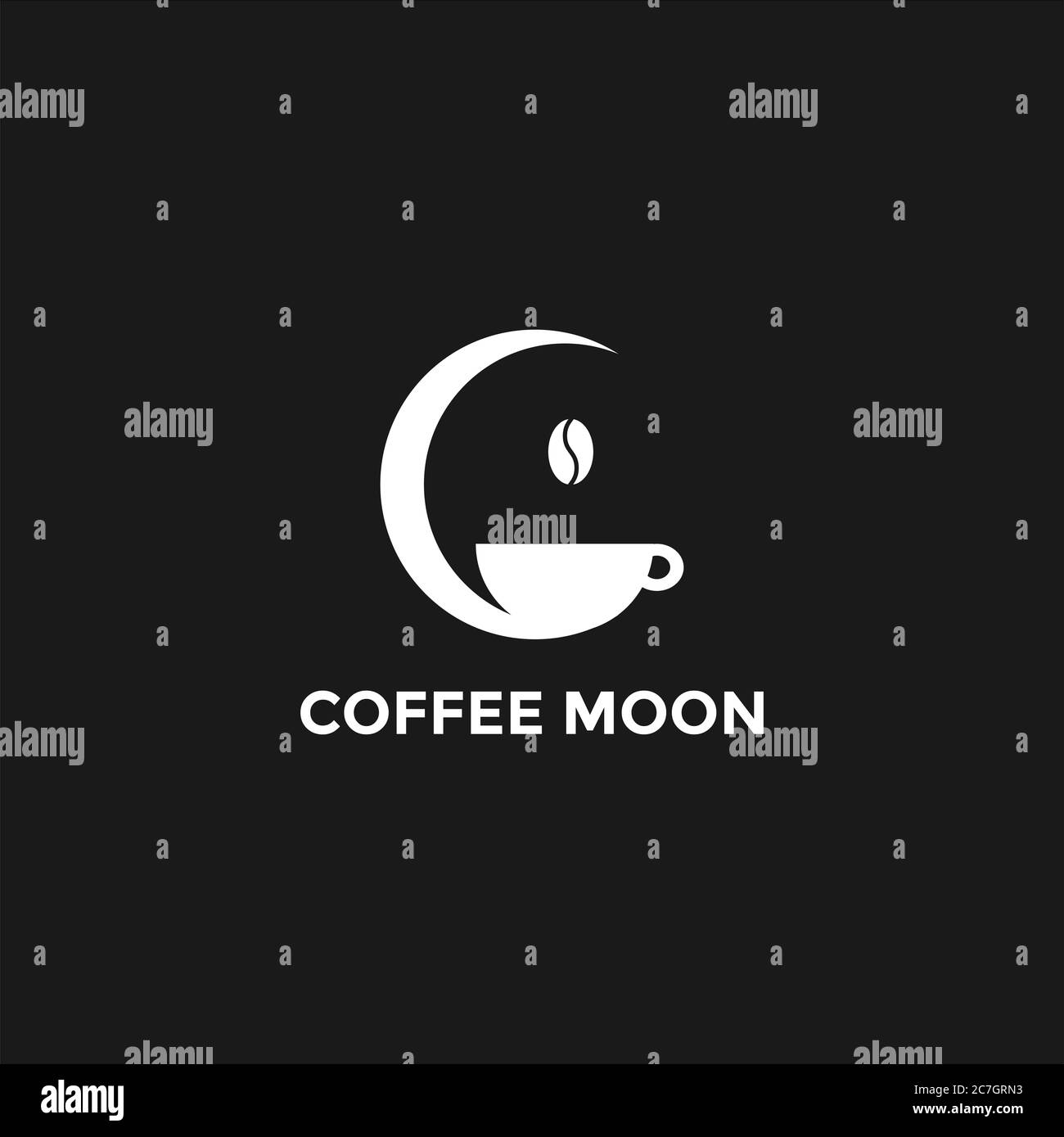 Coffee Logo Moon Minimal Design Vector Stock Photo