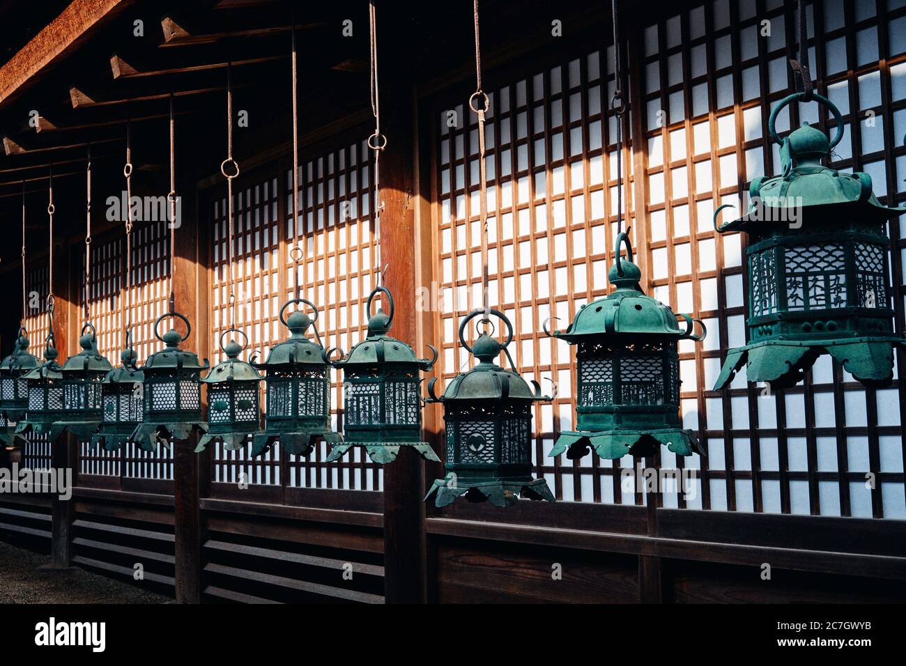 Kasuga Grand Shrine under the sunlight during the daytime in Japan Stock Photo