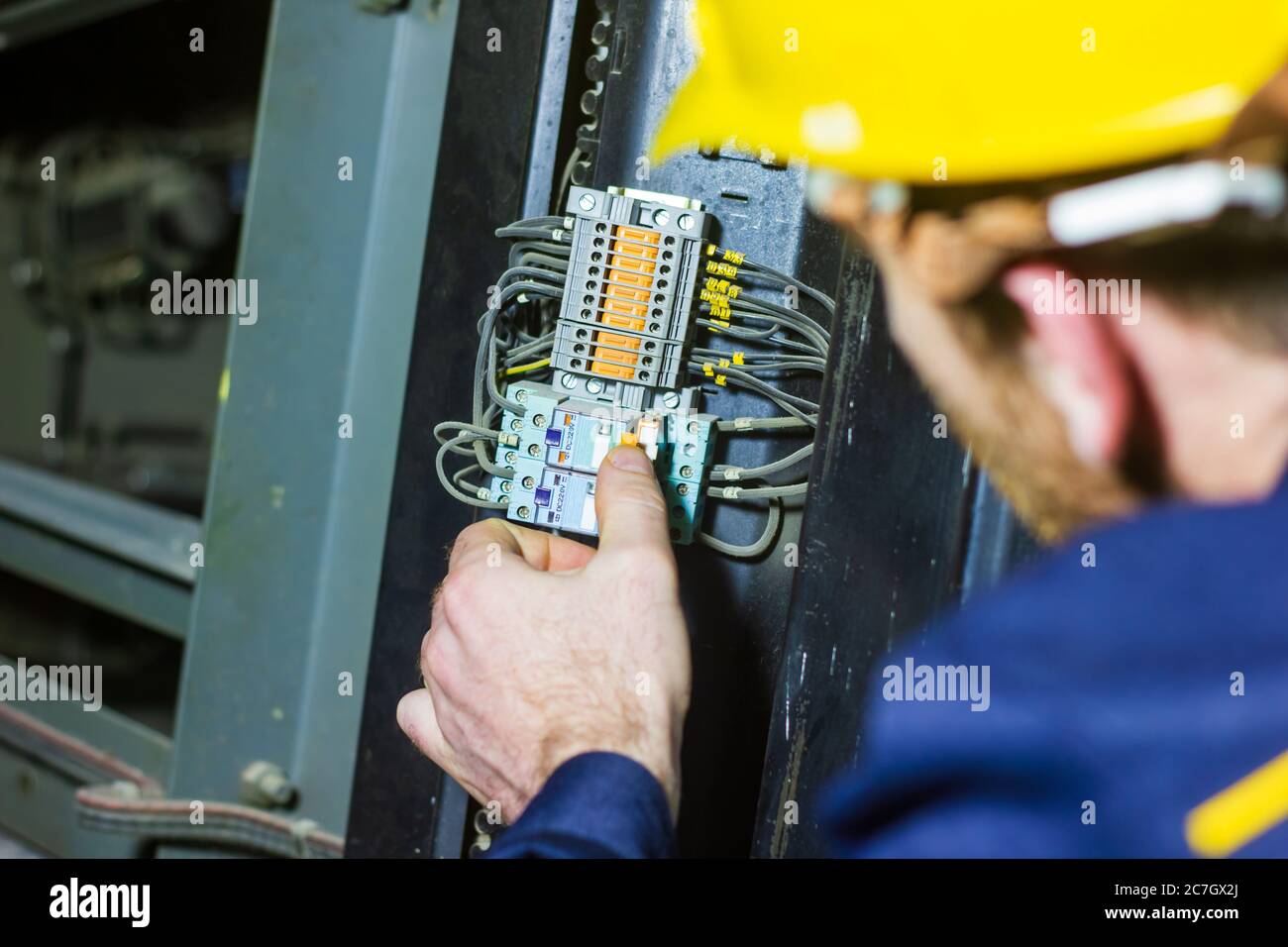 technician at work, technician repairing electricity Stock Photo Alamy