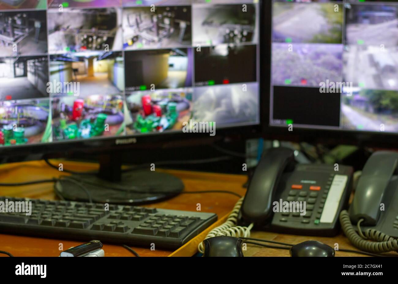 security cameras on lcd tv Stock Photo Alamy