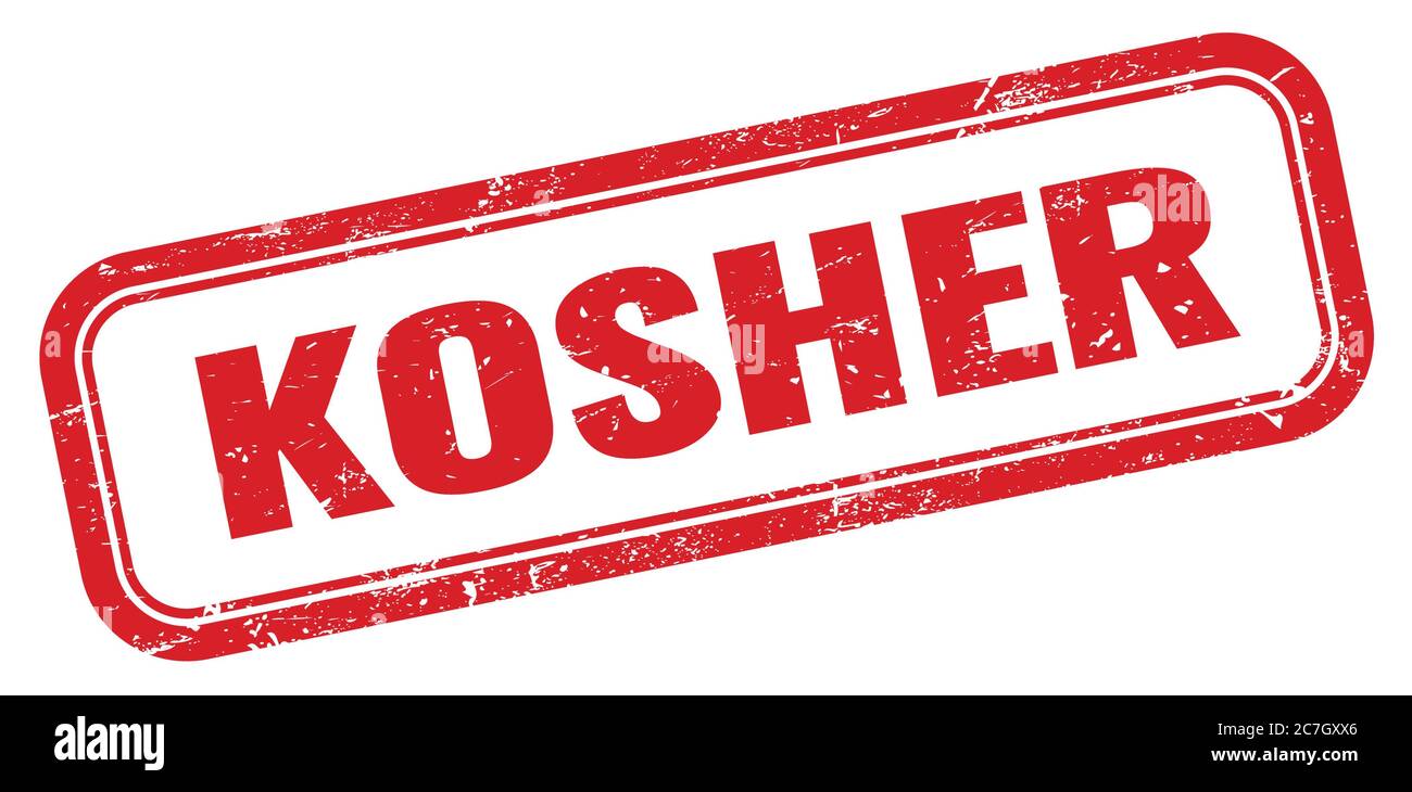 KOSHER red grungy rectangle stamp sign. Stock Photo