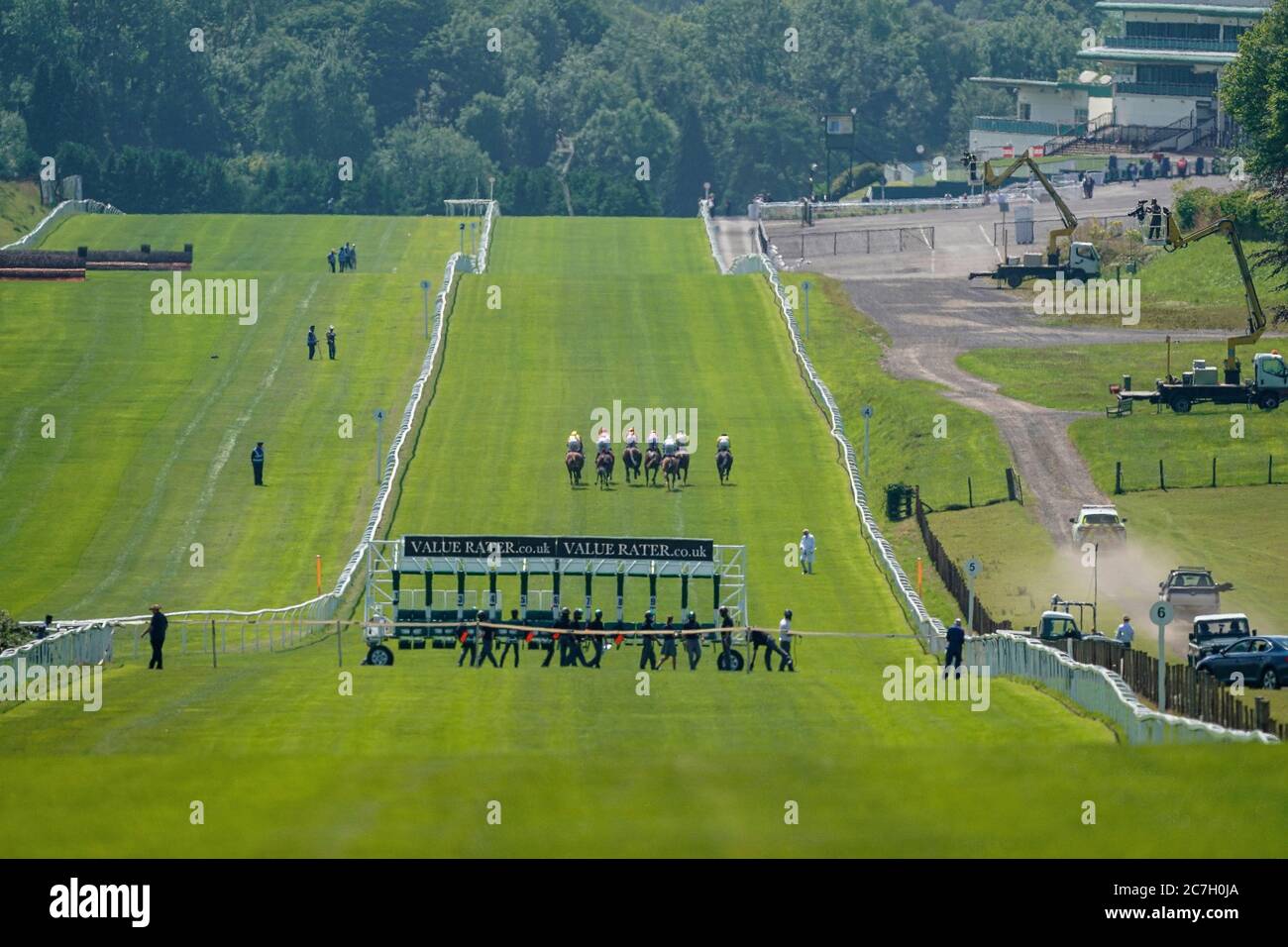 A general view of runners in The NB Civils & Surfacing 10th Anniversary Handicap at Chepstow Racecourse. Stock Photo
