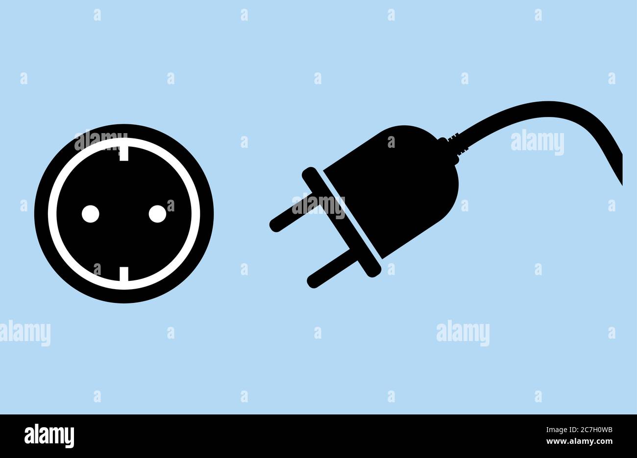 unplugged electric plug and socket symbol or icon vector illustration
