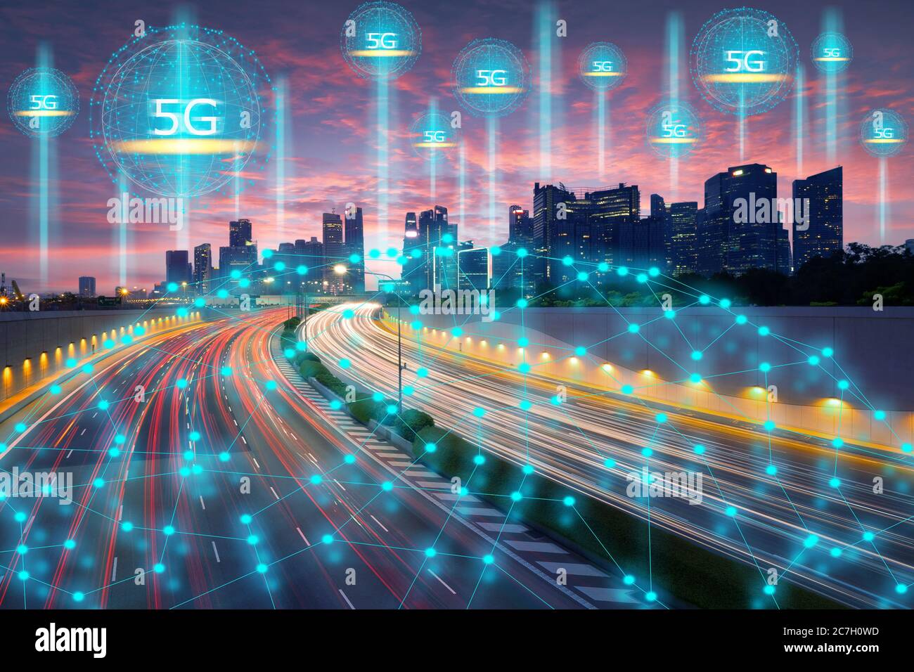 Wireless technology, telecommunication concept, Smart city connect by ... - City High Rise Wireless System