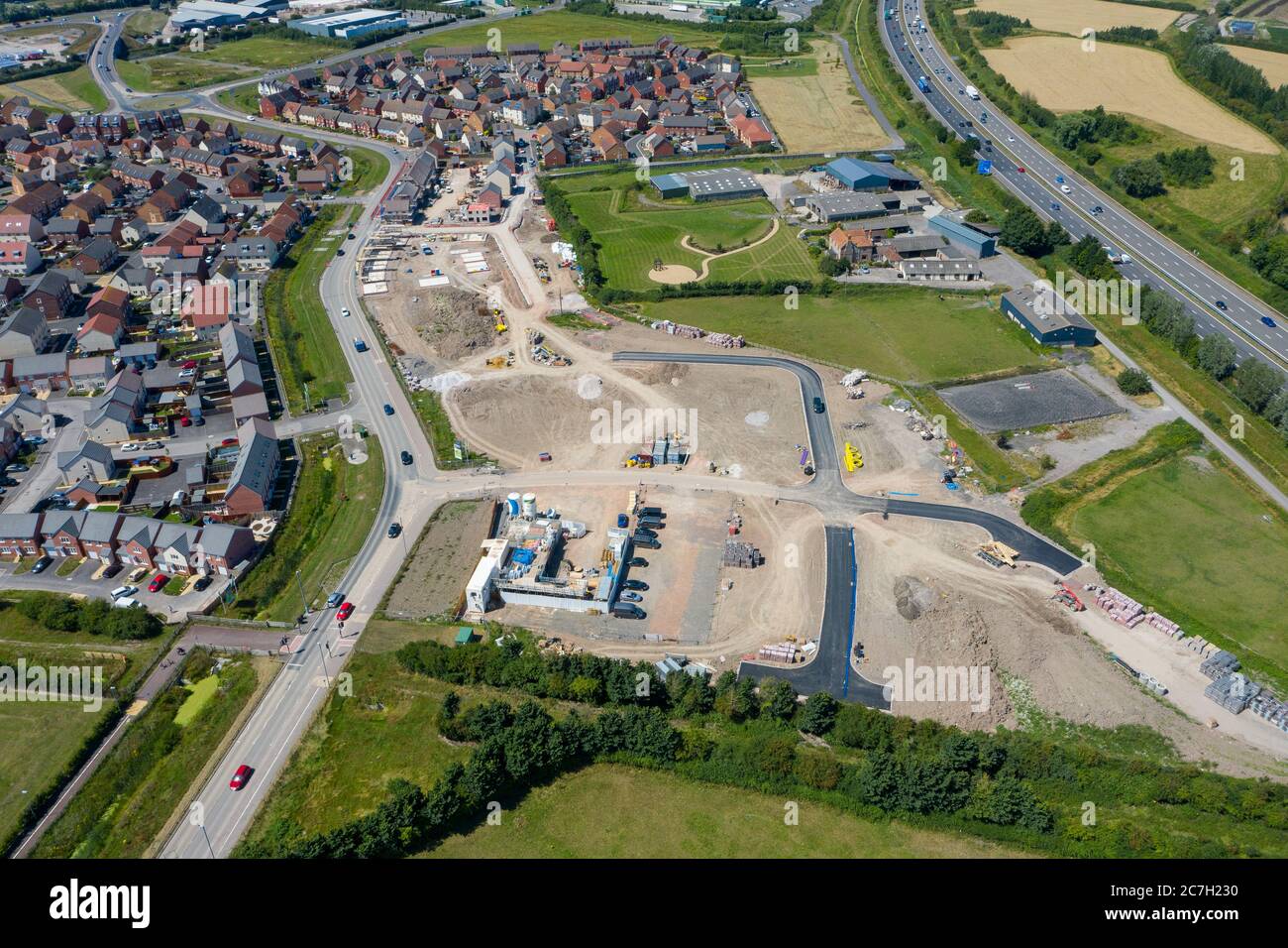 Aerial view of new houses being built / constructed by Persimmons in