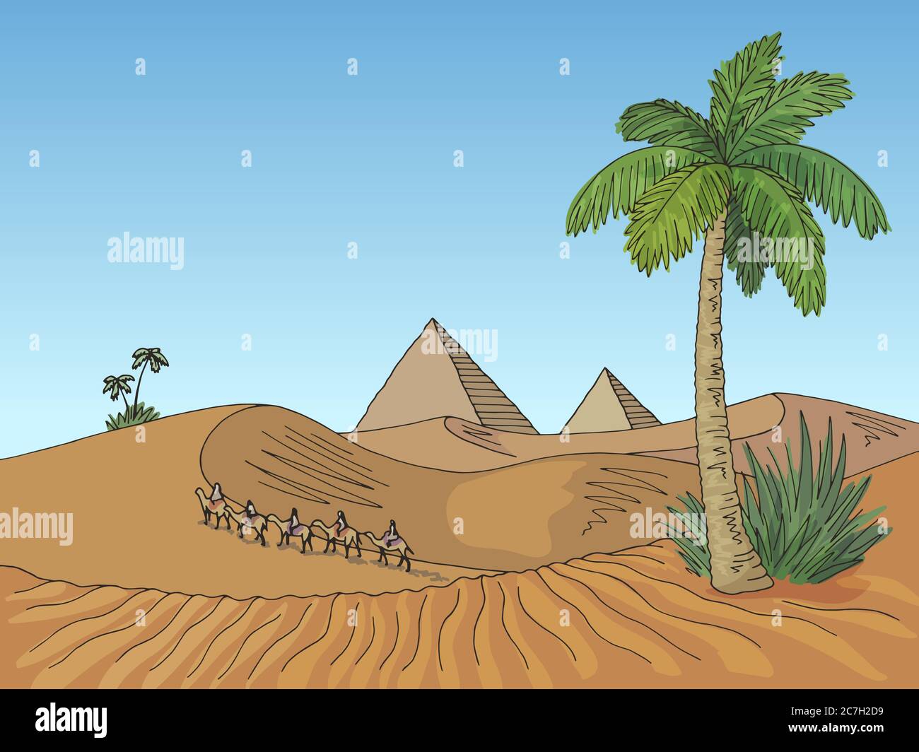 Desert graphic color landscape sketch illustration vector Stock Vector