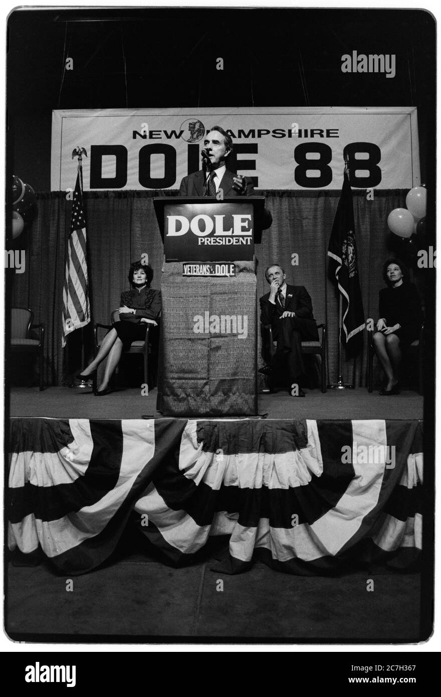 US Presidential Election Campaign 1988 Bob Dole Republican candidate on the campaign trail during the New Hampshire Primaries in February 1988 Robert Joseph Dole (born July 22, 1923) is an American retired politician, statesman,[3] and attorney who represented Kansas in the U.S House of Representatives from 1961 to 1969 and in the U.S. Senate from 1969 to 1996, serving as the Republican Leader of the United States Senate from 1985 until 1996. He was the Republican presidential nominee in the 1996 election and the party's vice presidential nominee in the 1976 election. Stock Photo