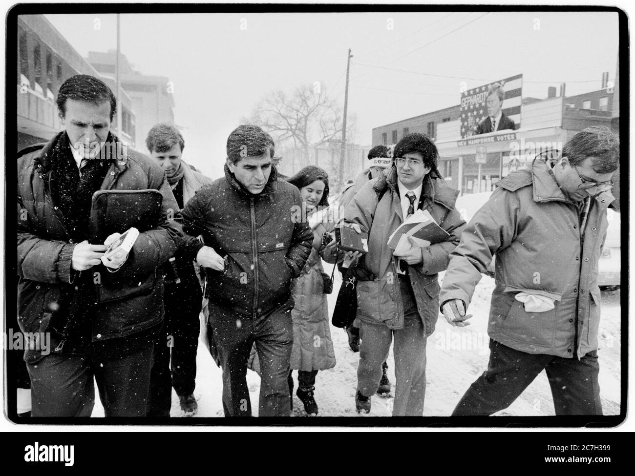 US Presidential Election Campaign 1988 Michael Dukakis, Democratic Candidate who served as the 65th governor of Massachusetts on the campaign trail during the New Hampshire Primaries in February 1988 Stock Photo