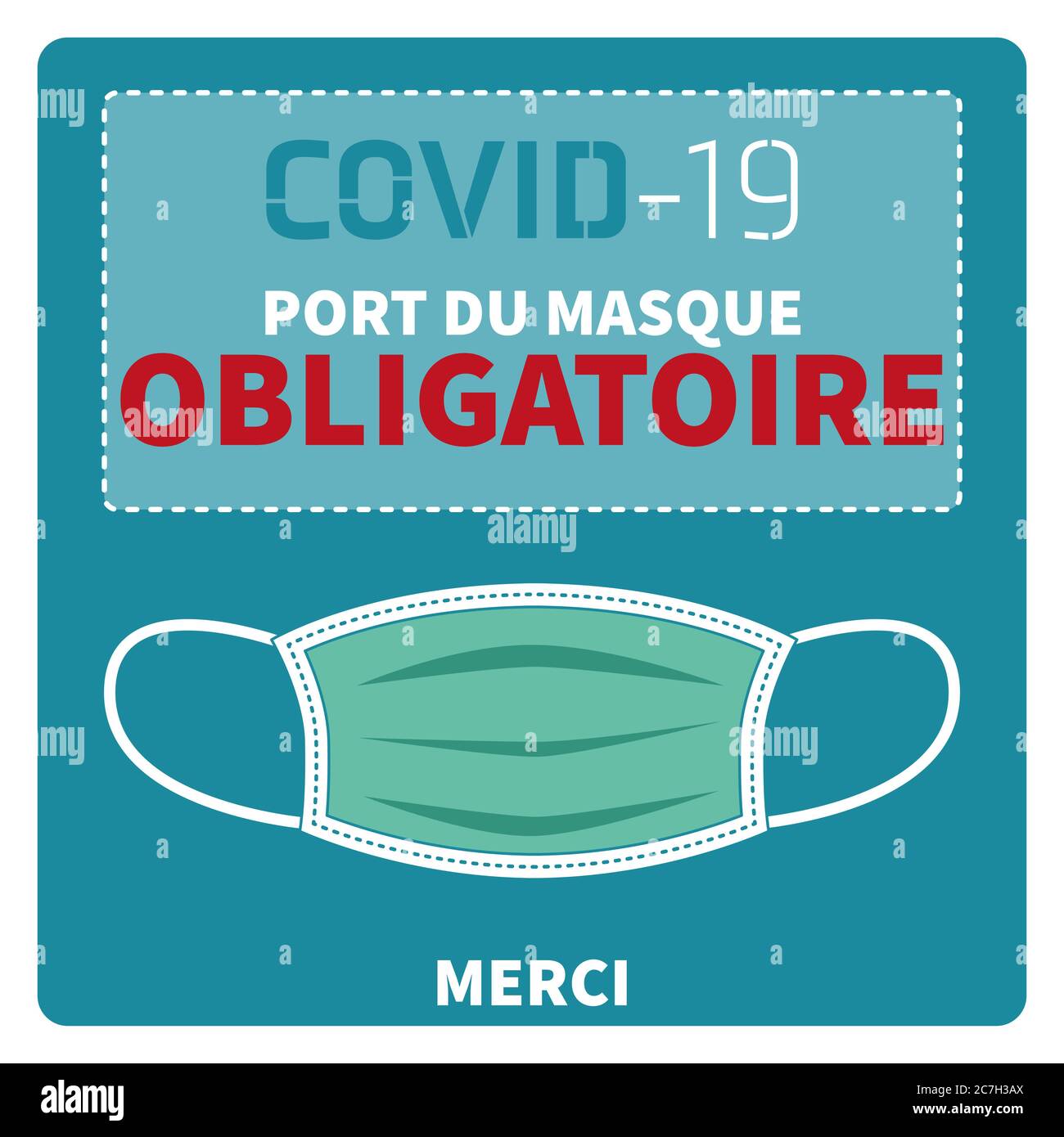 French face mask required covid 19 illustration Stock Photo Alamy