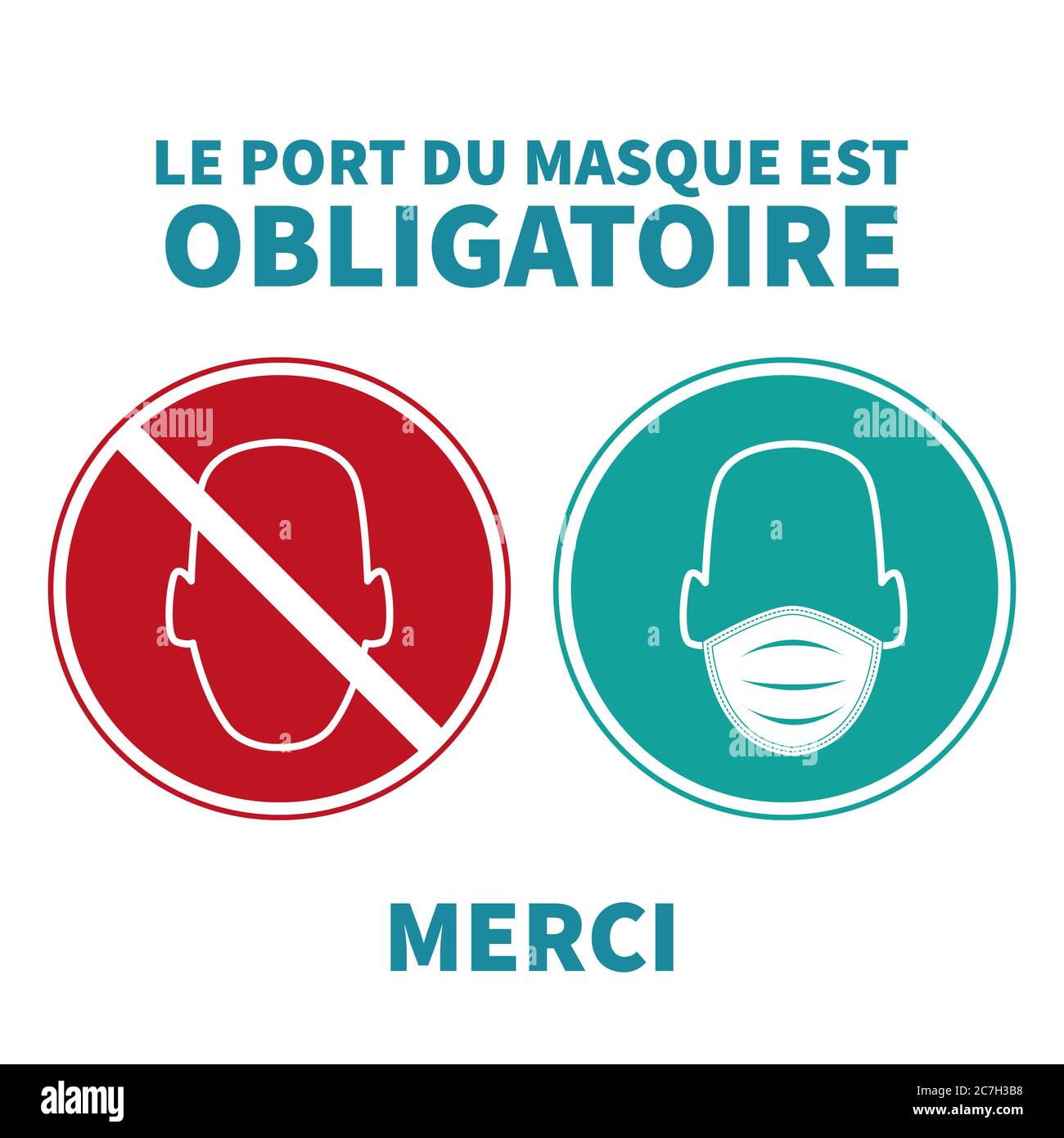 French face mask required sign covid 19 illustration Stock Photo Alamy