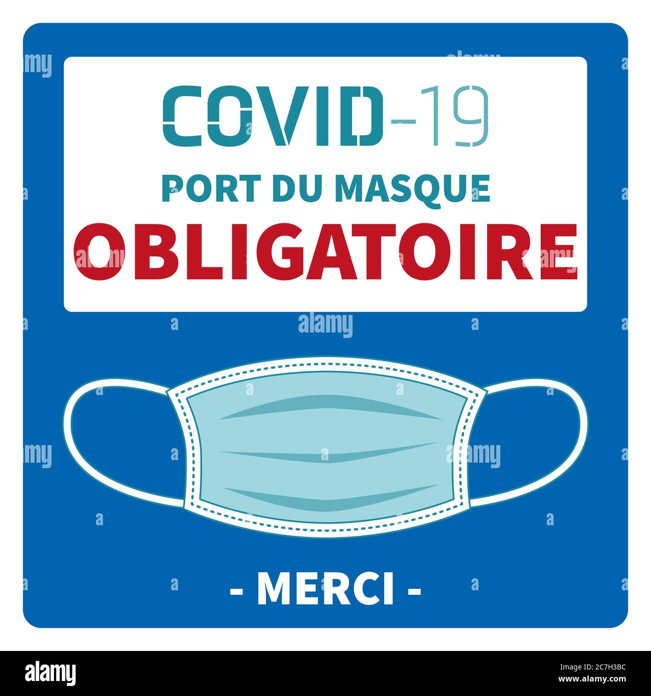 French face mask required covid 19 illustration Stock Photo Alamy