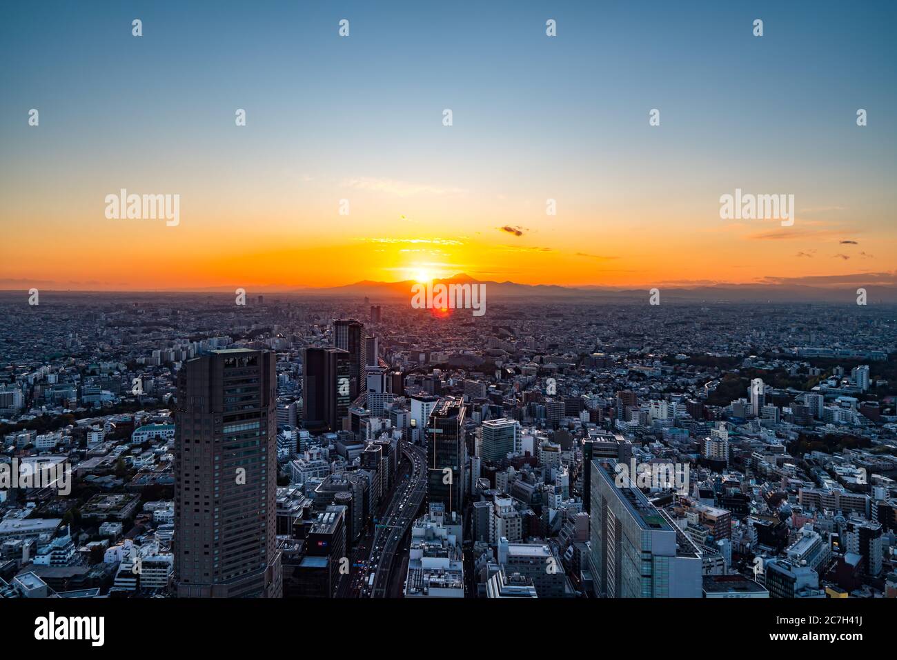 Asia Business concept for real estate and corporate construction - panoramic modern city skyline bird eye aerial view in Shibuya Sky, Tokyo, Japan Stock Photo
