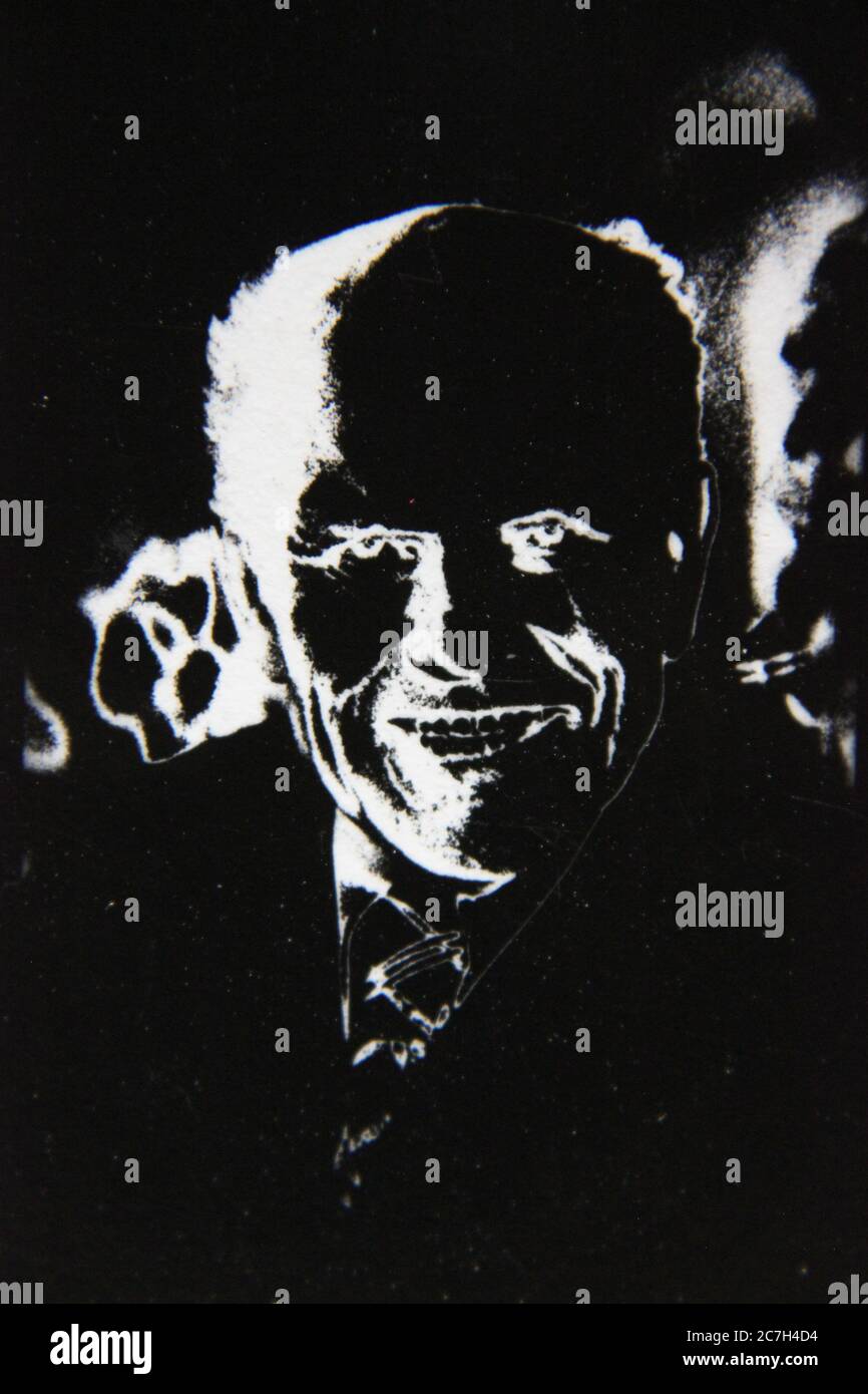 Fine 1970s vintage black and white photography of a man in a dream like ...