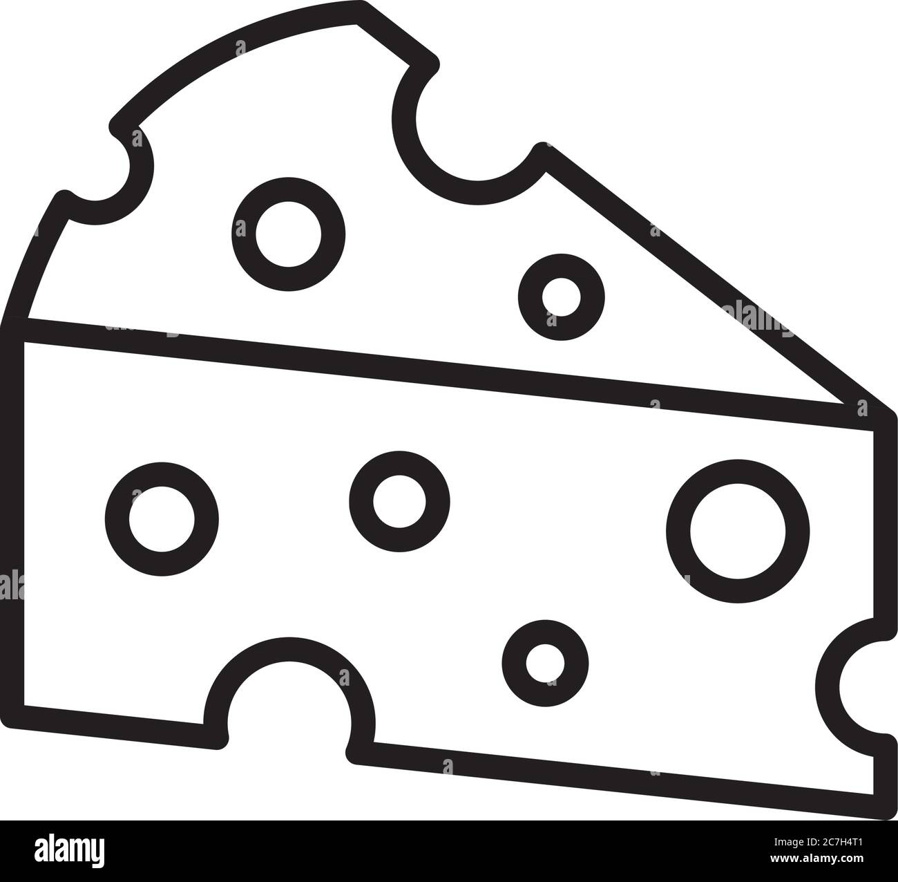 cheese line style icon design, dairy breakfast and food theme Vector ...