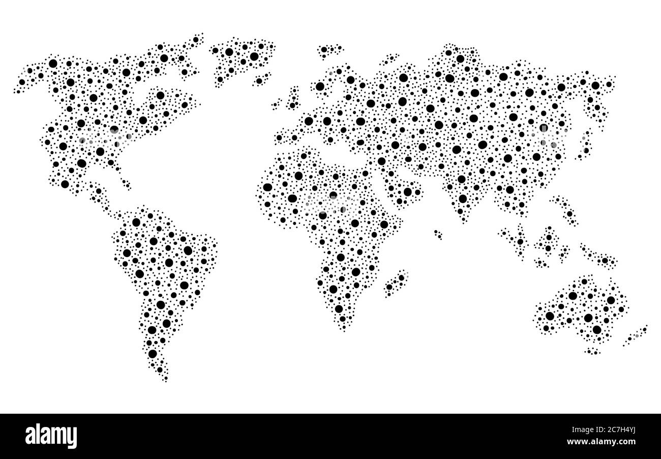 World map graphic circle black white isolated sketch illustration vector Stock Vector