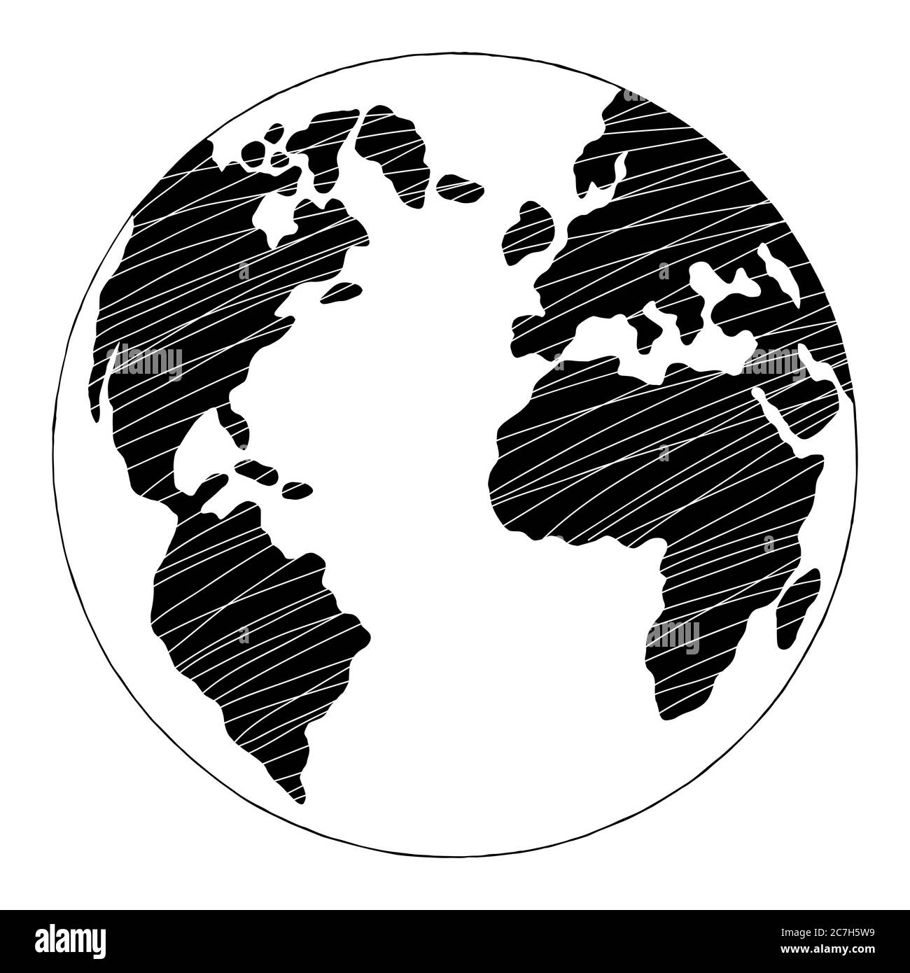 Globe earth graphic black white isolated sketch illustration vector Stock Vector