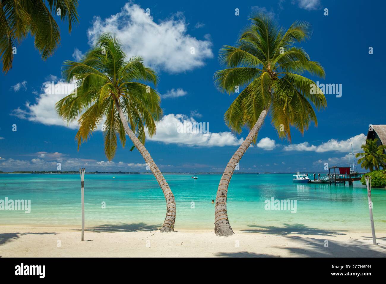 Palm beach, Shangri-La's Villingili Resort & Spa, Villingili, Maldives, Indian Ocean Stock Photo