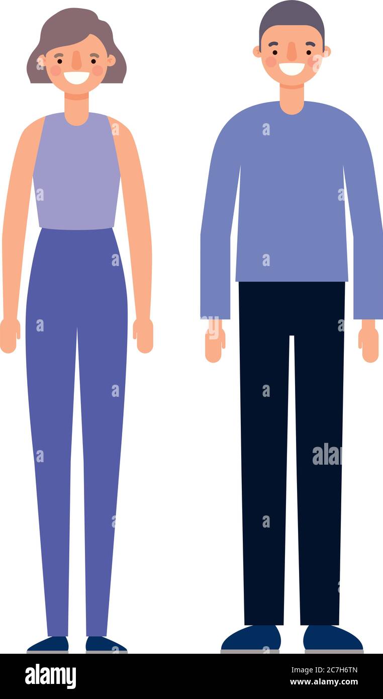 Woman and man cartoons couple smiling design, Person people and human ...