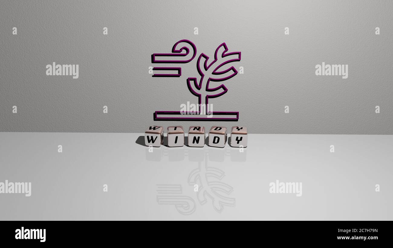 3D graphical image of windy vertically along with text built by ...