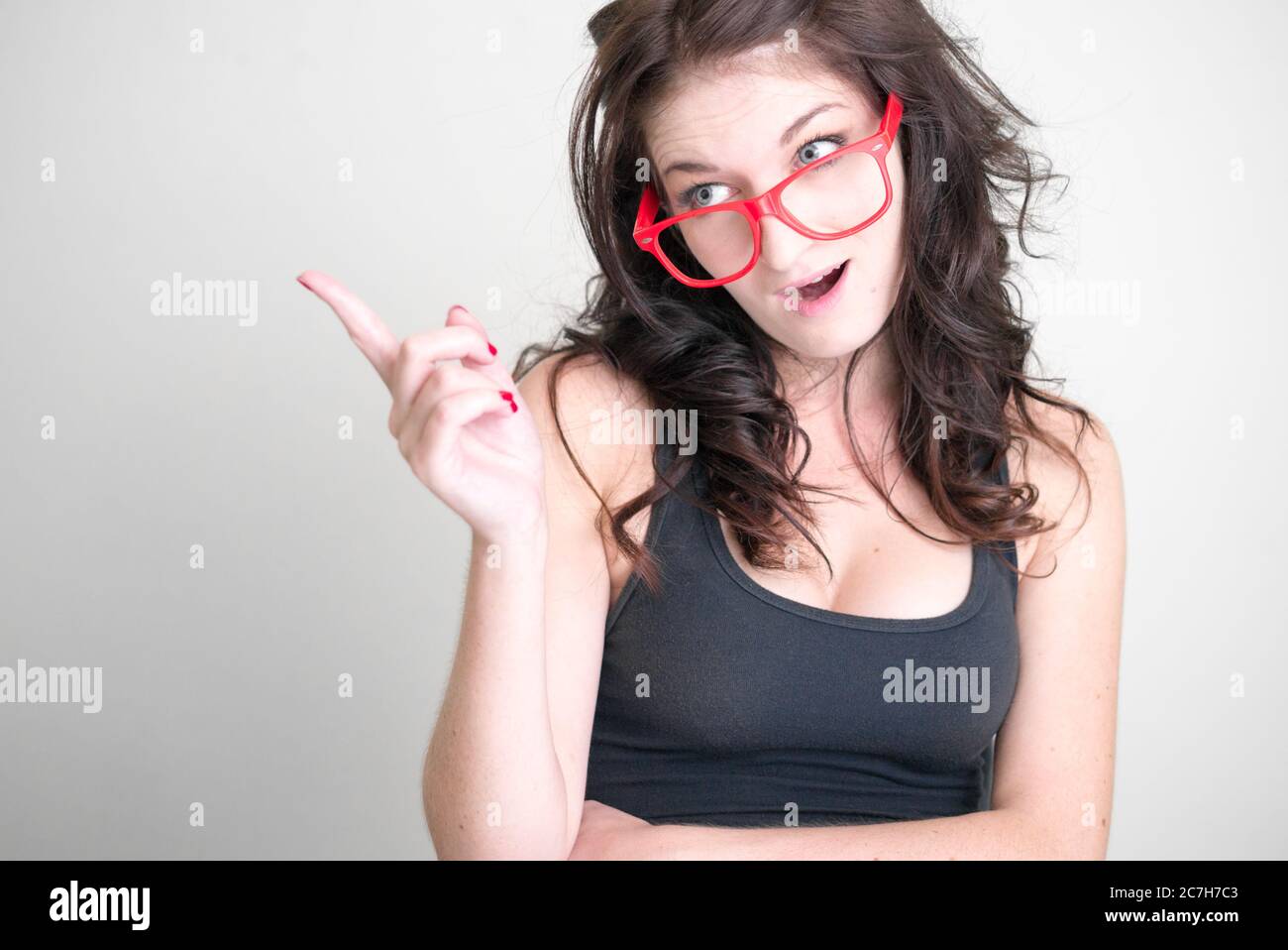 Portrait of young beautiful woman with brown hair Stock Photo - Alamy
