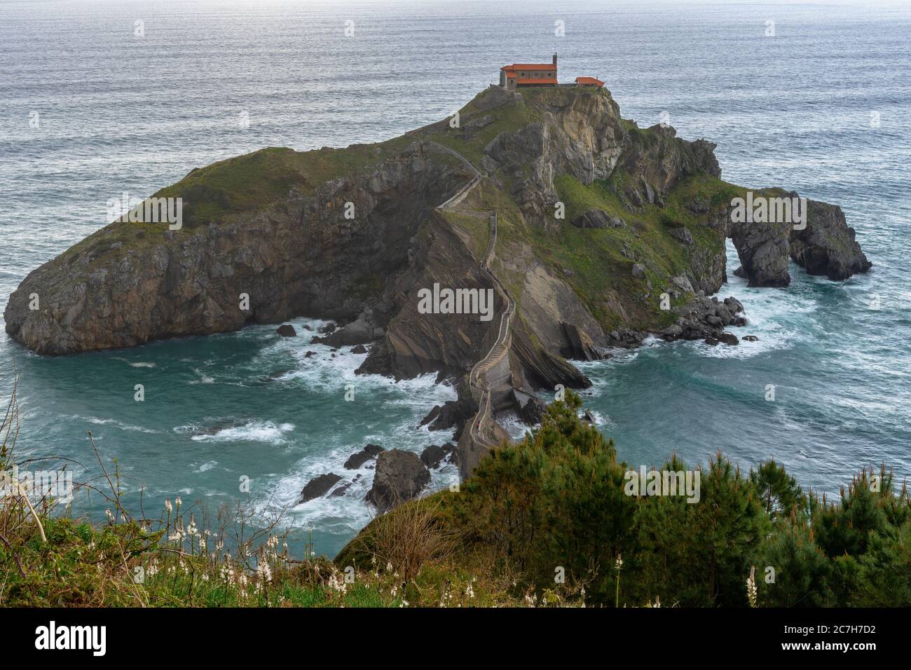 Europe, Spain, Basque Country, Biscay, Bay of Biscay, Costa Vasca, view of Gaztelugatxe Stock Photo