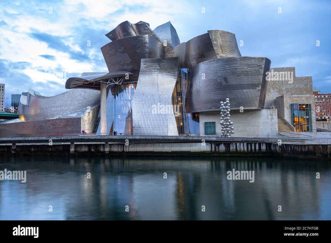 Europe, Spain, Basque Country, Vizcaya Province, Bilbao, view over the Nervión to the Guggenheim Museum Bilbao Stock Photo