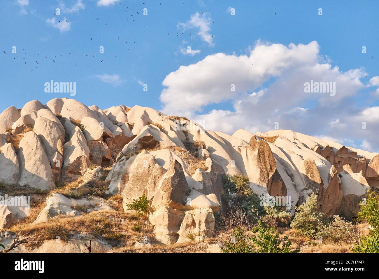 Rock formations in Rose valley Capadoccia in Goreme, Turkey Stock Photo ...
